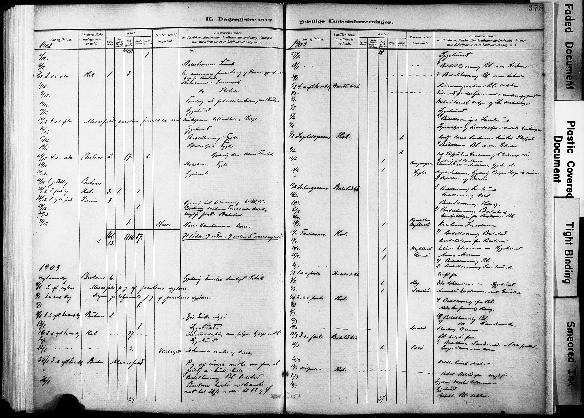 Ministerialprotokoller, klokkerbøker og fødselsregistre - Nordland, AV/SAT-A-1459/881/L1151: Parish register (official) no. 881A04, 1899-1907, p. 378