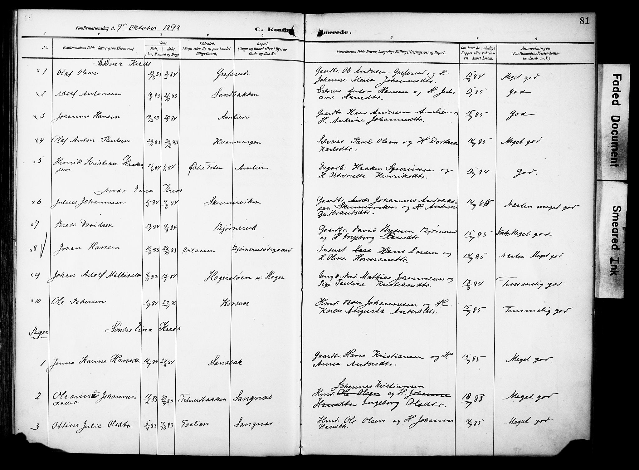 Vestre Toten prestekontor, SAH/PREST-108/H/Ha/Haa/L0012: Parish register (official) no. 12, 1890-1906, p. 81