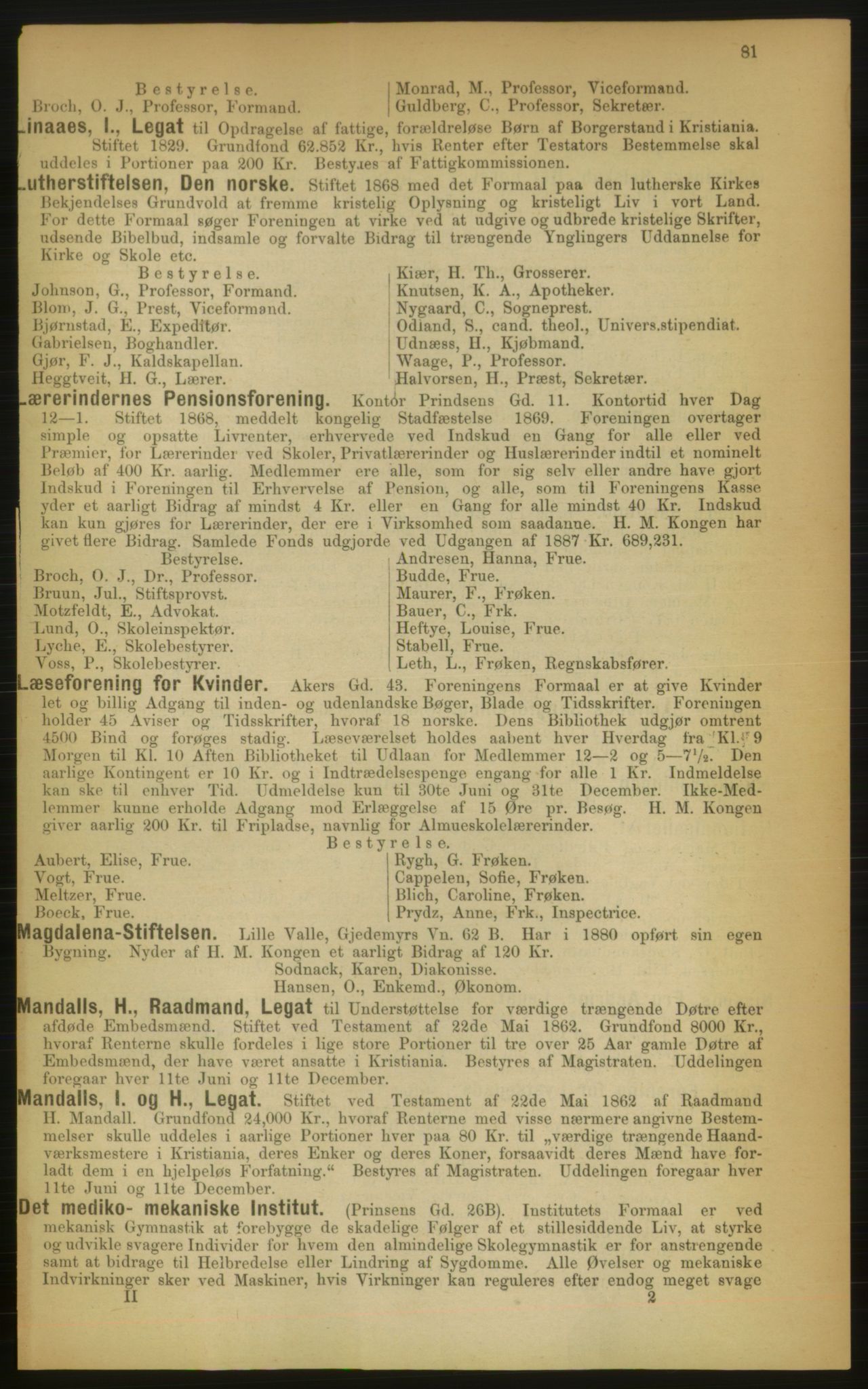 Kristiania/Oslo adressebok, PUBL/-, 1889, p. 81