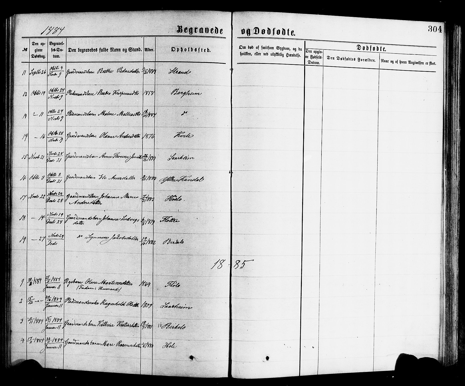 Gloppen sokneprestembete, AV/SAB-A-80101/H/Haa/Haac/L0001: Parish register (official) no. C 1, 1871-1886, p. 304