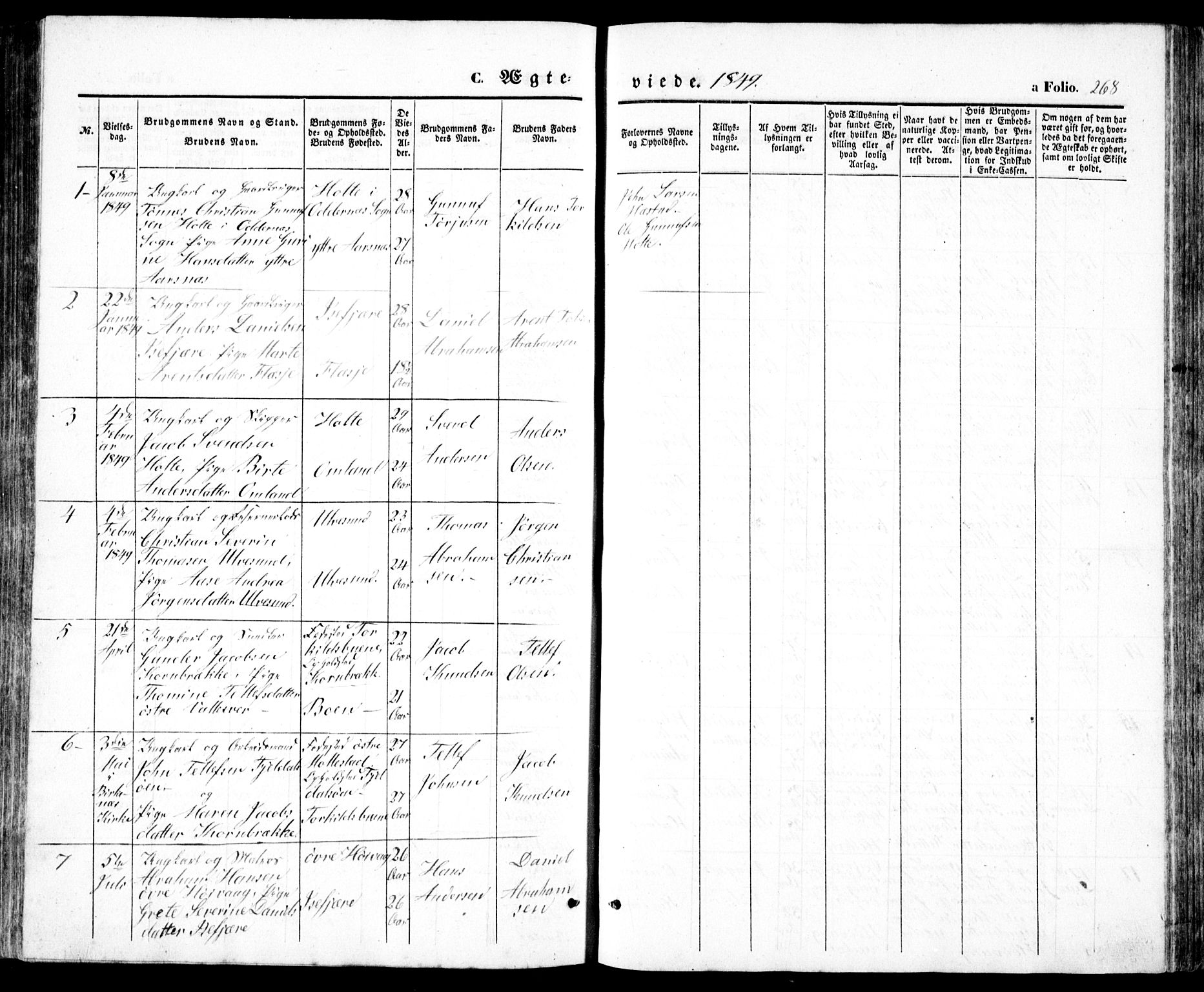 Høvåg sokneprestkontor, AV/SAK-1111-0025/F/Fb/L0002: Parish register (copy) no. B 2, 1847-1869, p. 268