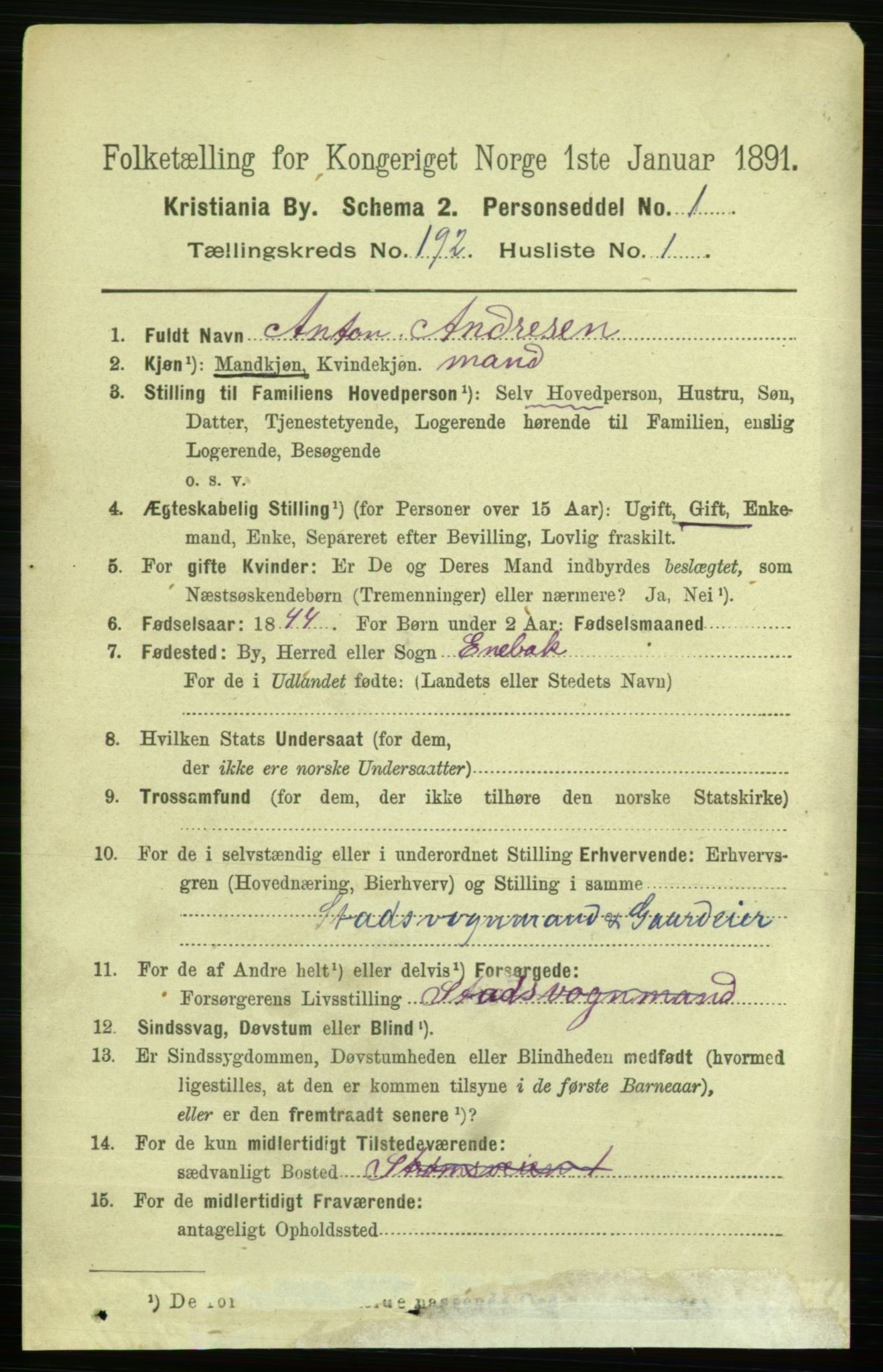 RA, 1891 census for 0301 Kristiania, 1891, p. 115482
