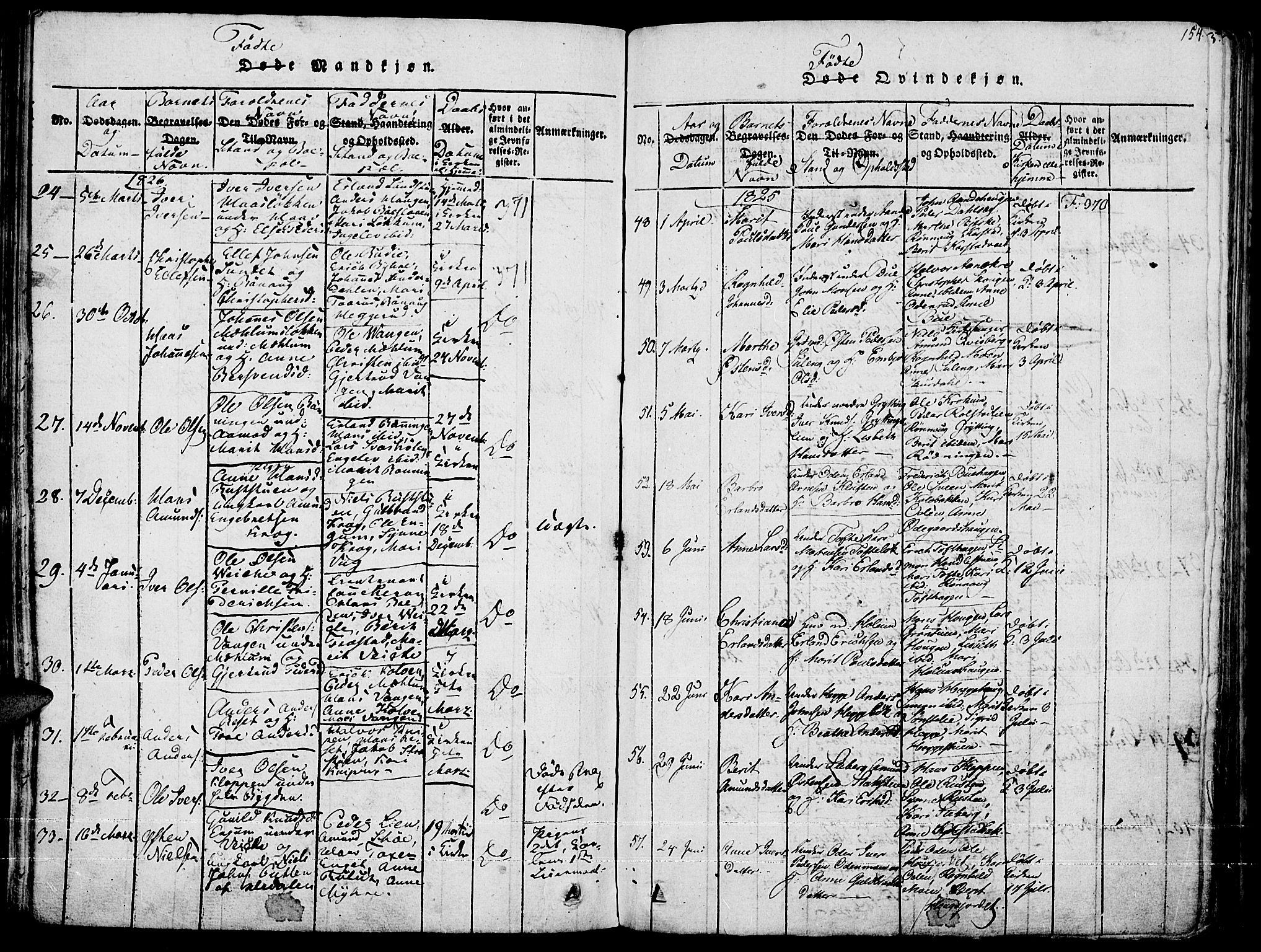 Fron prestekontor, AV/SAH-PREST-078/H/Ha/Haa/L0002: Parish register (official) no. 2, 1816-1827, p. 154