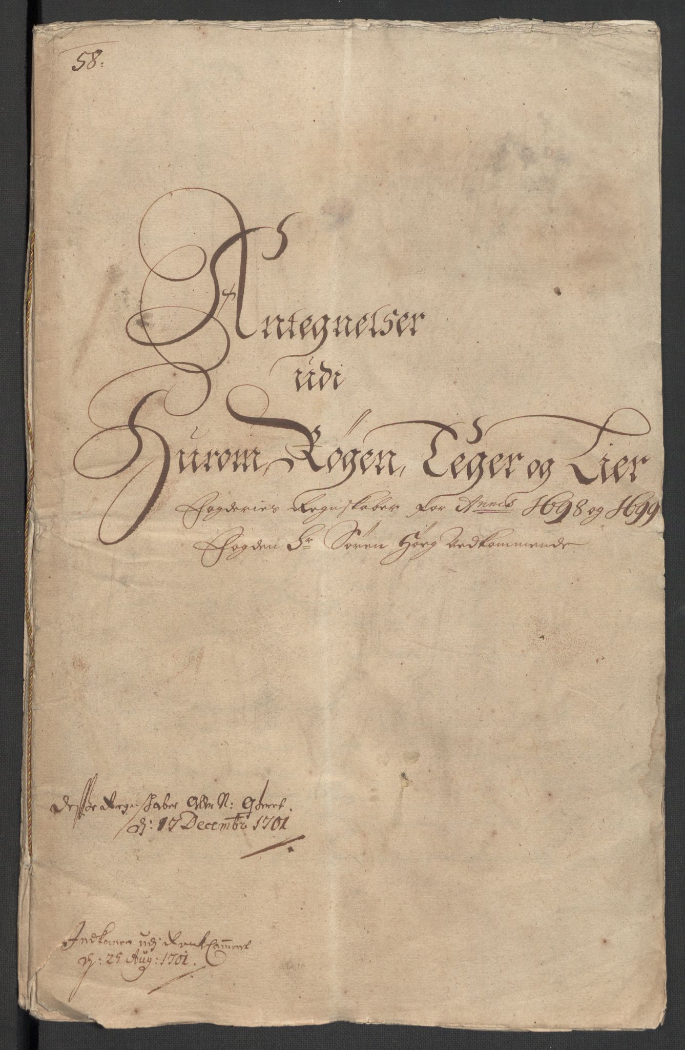 Rentekammeret inntil 1814, Reviderte regnskaper, Fogderegnskap, RA/EA-4092/R30/L1696: Fogderegnskap Hurum, Røyken, Eiker og Lier, 1698-1699, p. 395