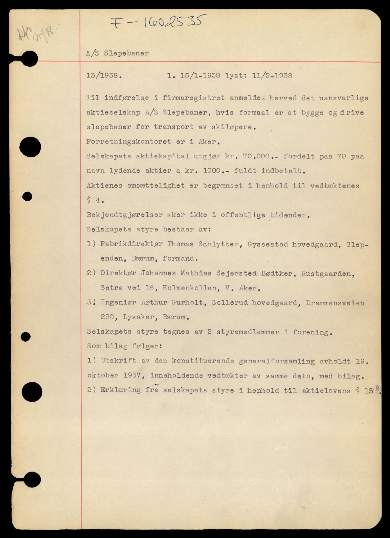 Oslo byfogd, Handelsregisteret, AV/SAT-A-10867/G/Gb/Gbb/L0070: Registreringsmeldinger, Sl-T, 1984, p. 1