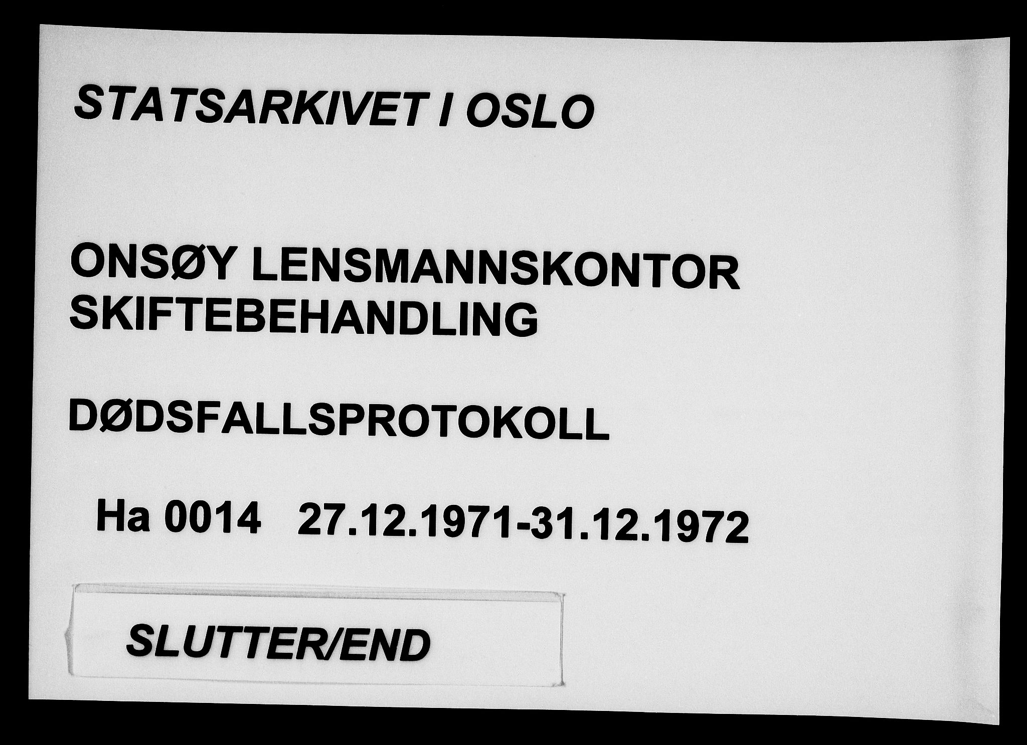 Onsøy lensmannskontor, SAO/A-10007/H/Ha/L0014: Dødsfallsprotokoll, 1971-1972