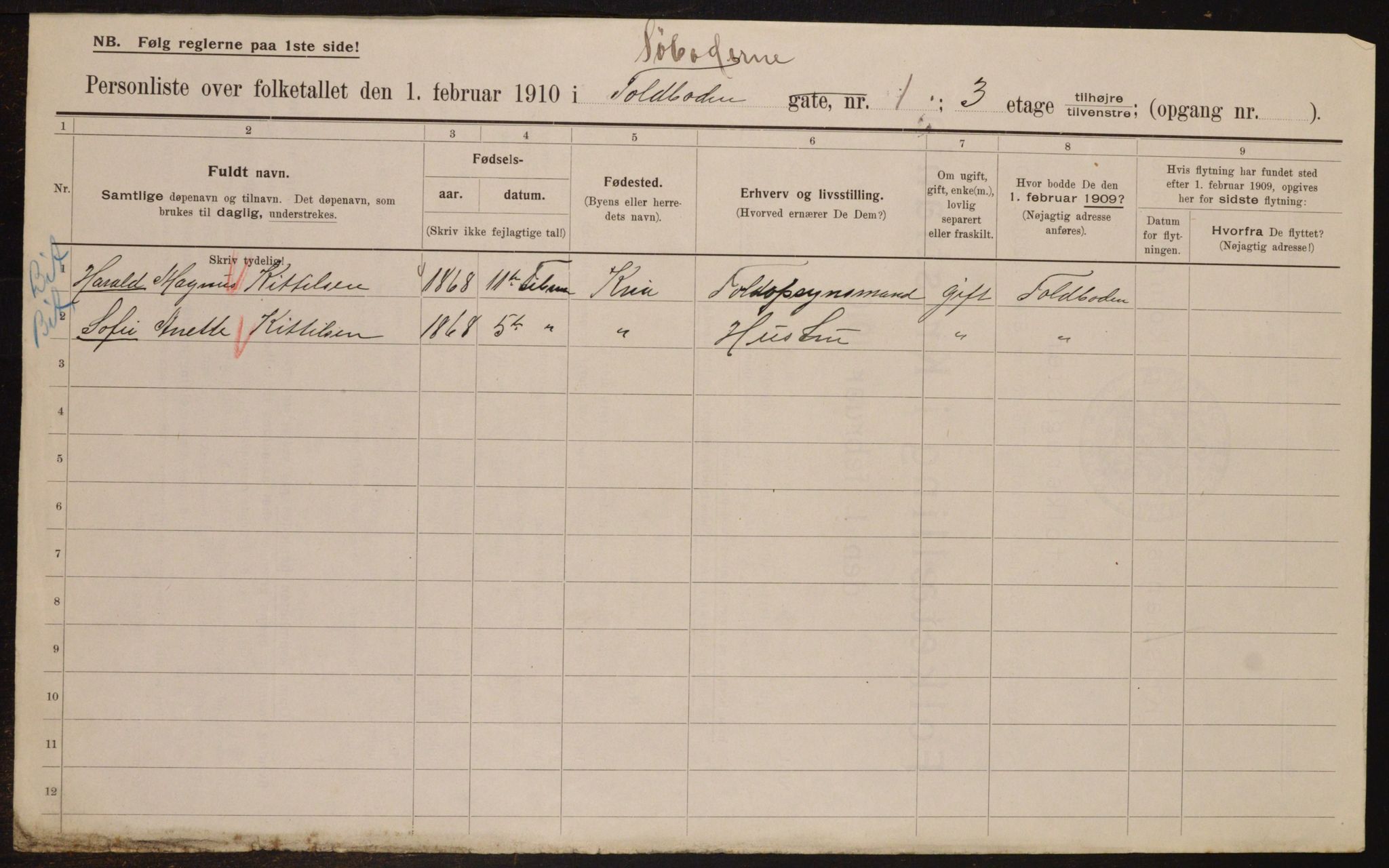 OBA, Municipal Census 1910 for Kristiania, 1910, p. 90854