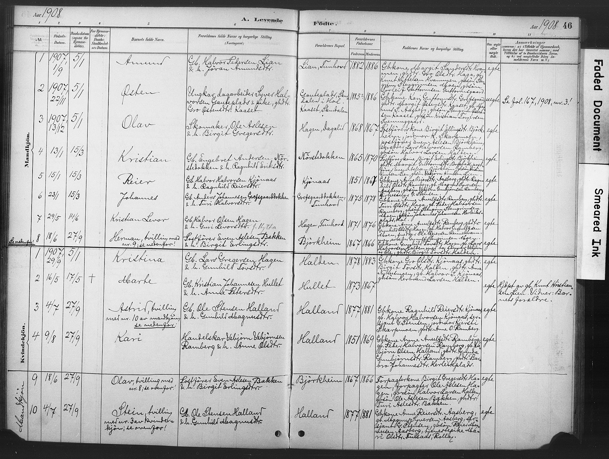 Nore kirkebøker, AV/SAKO-A-238/F/Fd/L0001: Parish register (official) no. IV 1, 1878-1918, p. 46