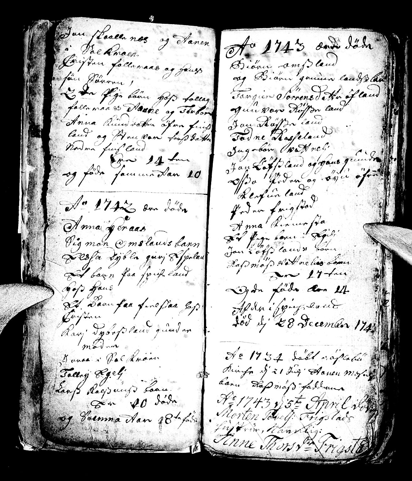 Bjelland sokneprestkontor, SAK/1111-0005/F/Fb/Fbb/L0001: Parish register (copy) no. B 1, 1732-1782, p. 10