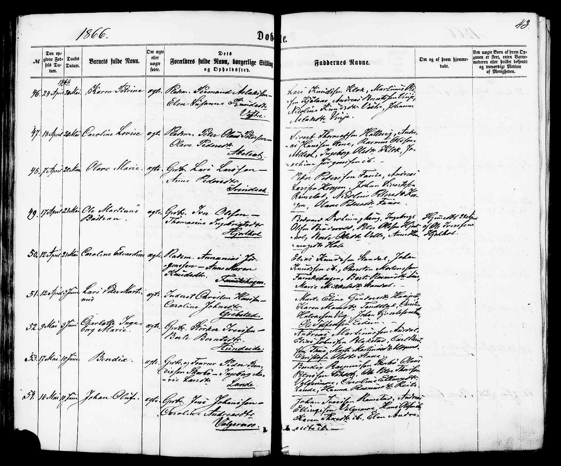Ministerialprotokoller, klokkerbøker og fødselsregistre - Møre og Romsdal, SAT/A-1454/522/L0314: Parish register (official) no. 522A09, 1863-1877, p. 43