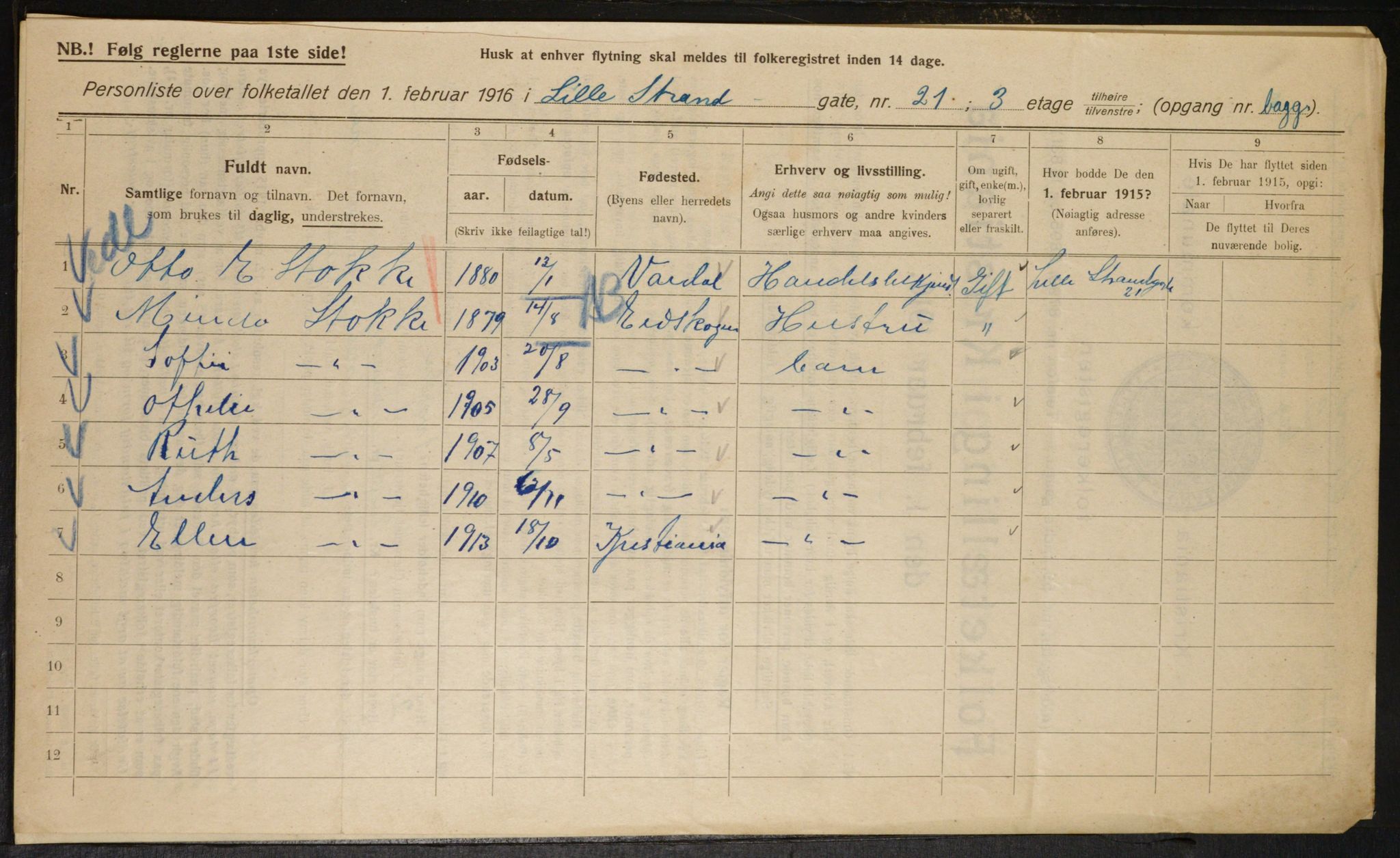 OBA, Municipal Census 1916 for Kristiania, 1916, p. 58896