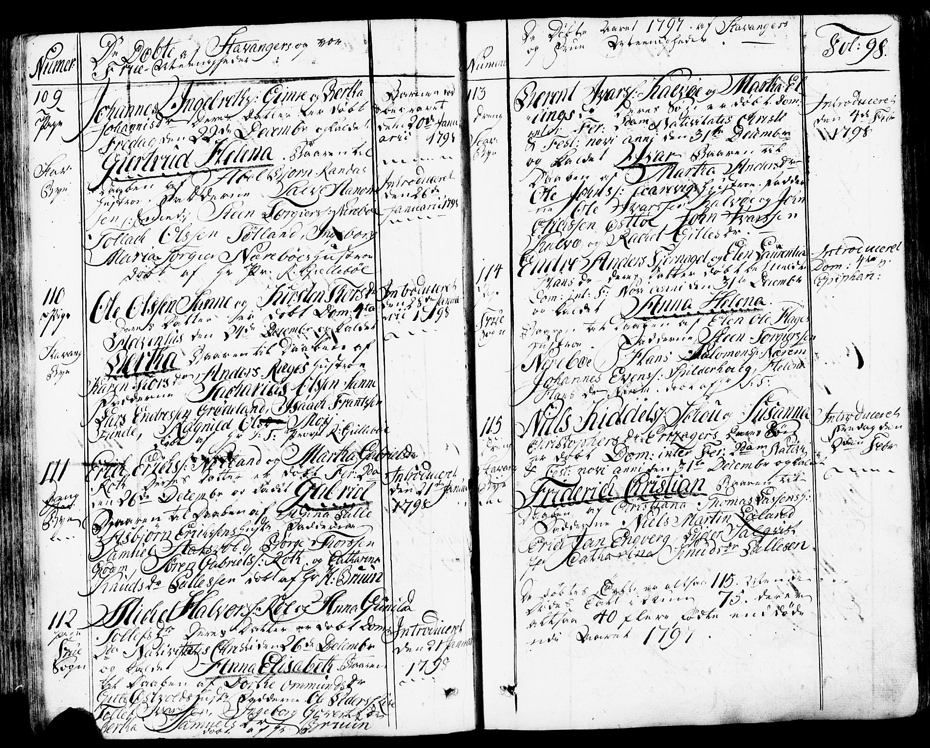 Domkirken sokneprestkontor, SAST/A-101812/001/30/30BB/L0007: Parish register (copy) no. B 7, 1791-1813, p. 98
