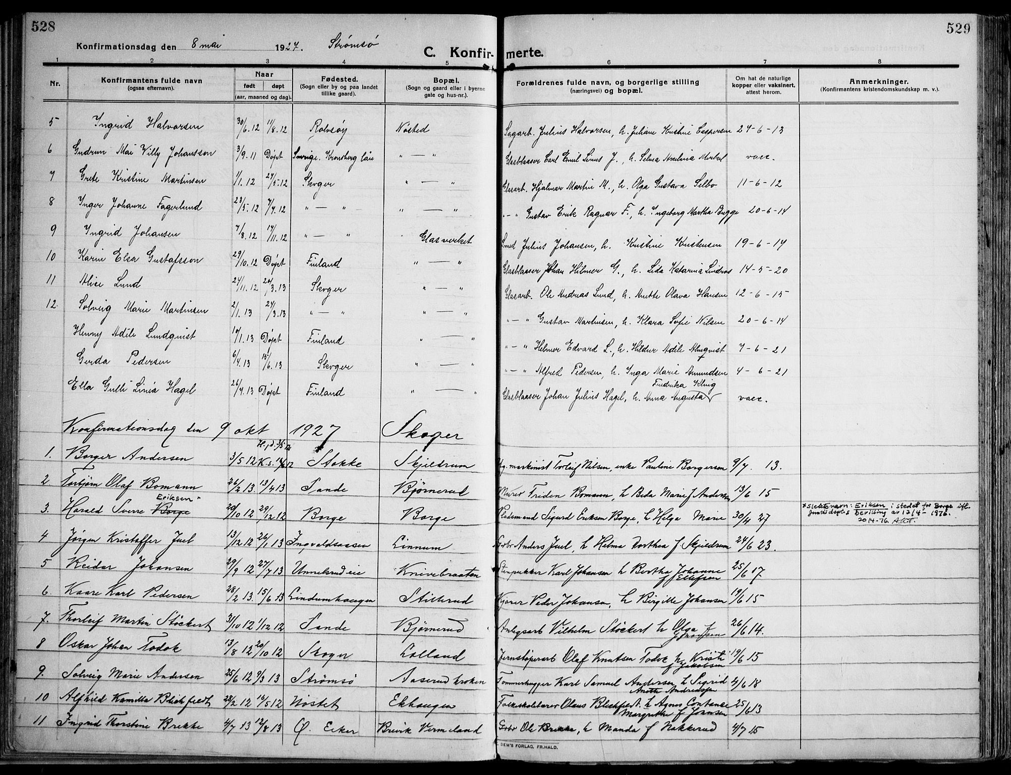 Skoger kirkebøker, AV/SAKO-A-59/F/Fa/L0007: Parish register (official) no. I 7, 1911-1936, p. 528-529