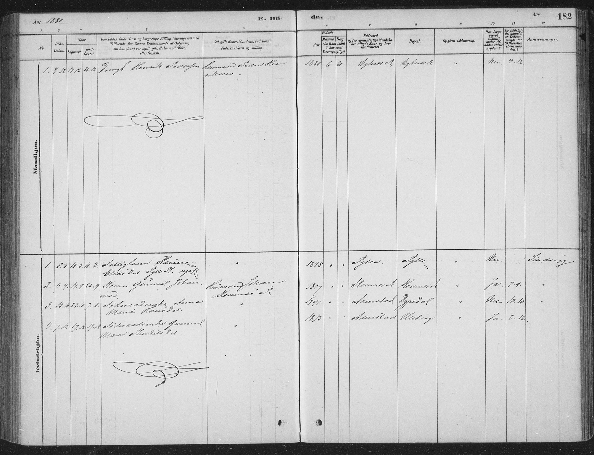 Sandsvær kirkebøker, AV/SAKO-A-244/F/Fe/L0001: Parish register (official) no. V 1, 1878-1936, p. 182