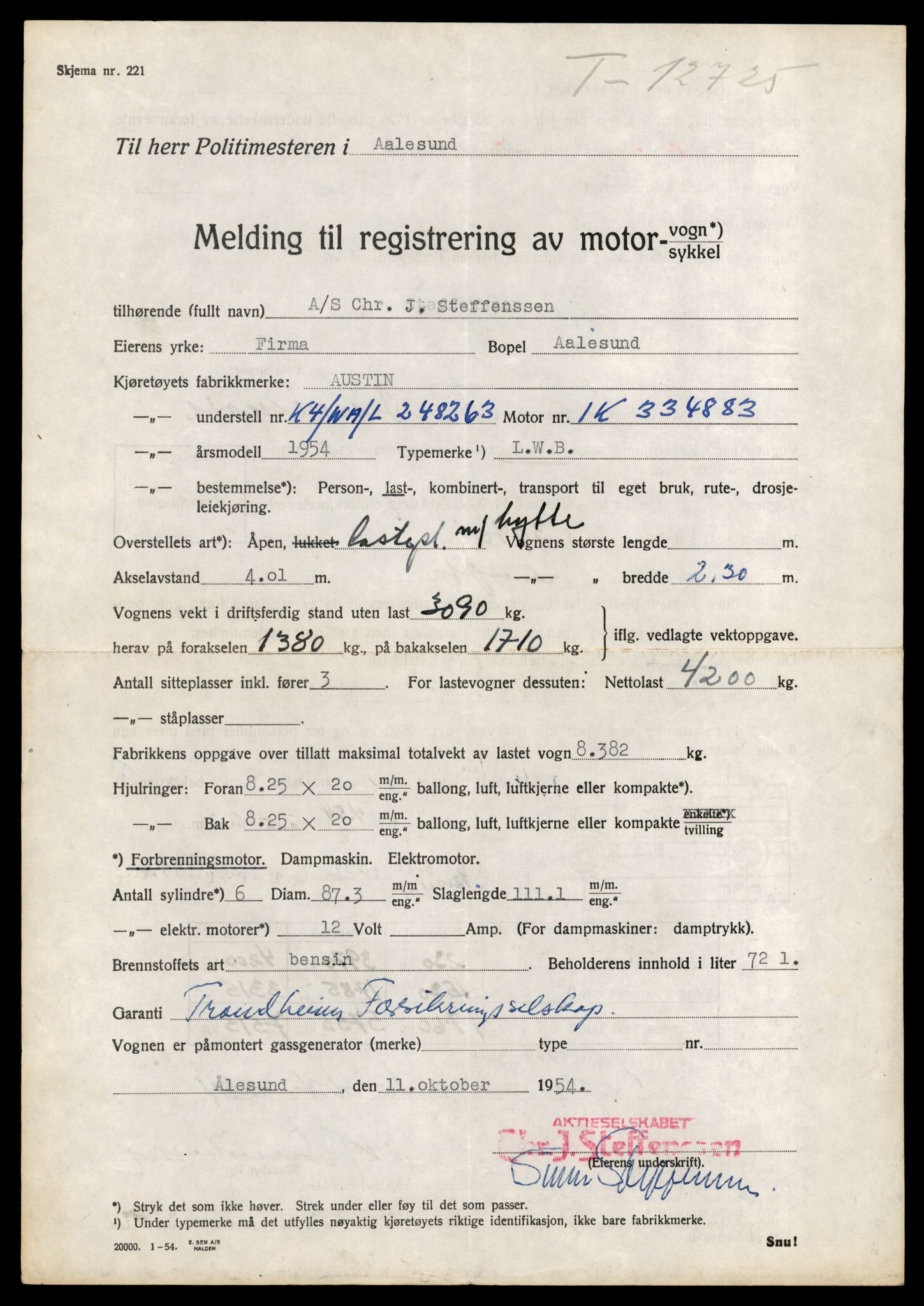Møre og Romsdal vegkontor - Ålesund trafikkstasjon, AV/SAT-A-4099/F/Fe/L0035: Registreringskort for kjøretøy T 12653 - T 12829, 1927-1998, p. 1394