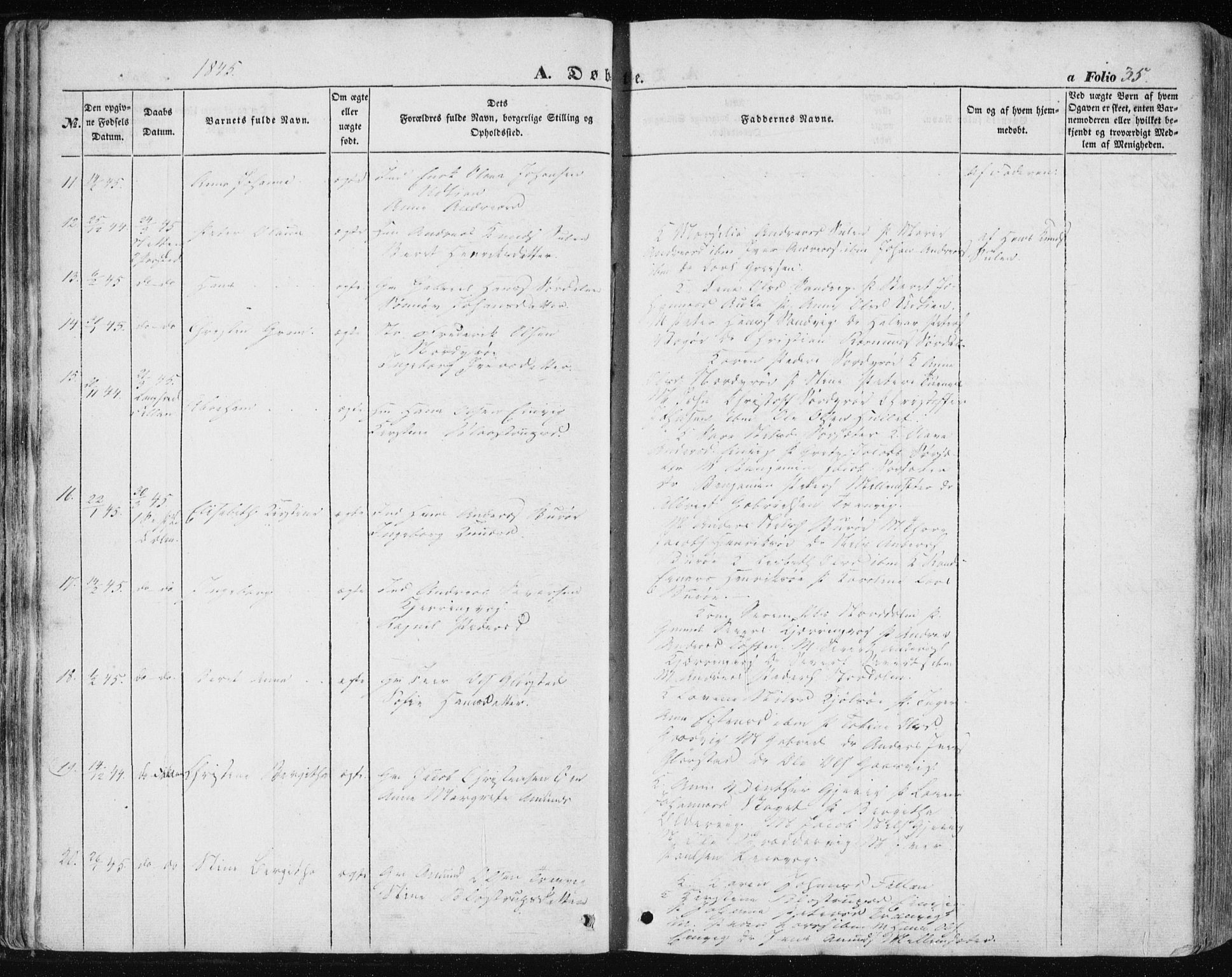 Ministerialprotokoller, klokkerbøker og fødselsregistre - Sør-Trøndelag, SAT/A-1456/634/L0529: Parish register (official) no. 634A05, 1843-1851, p. 35