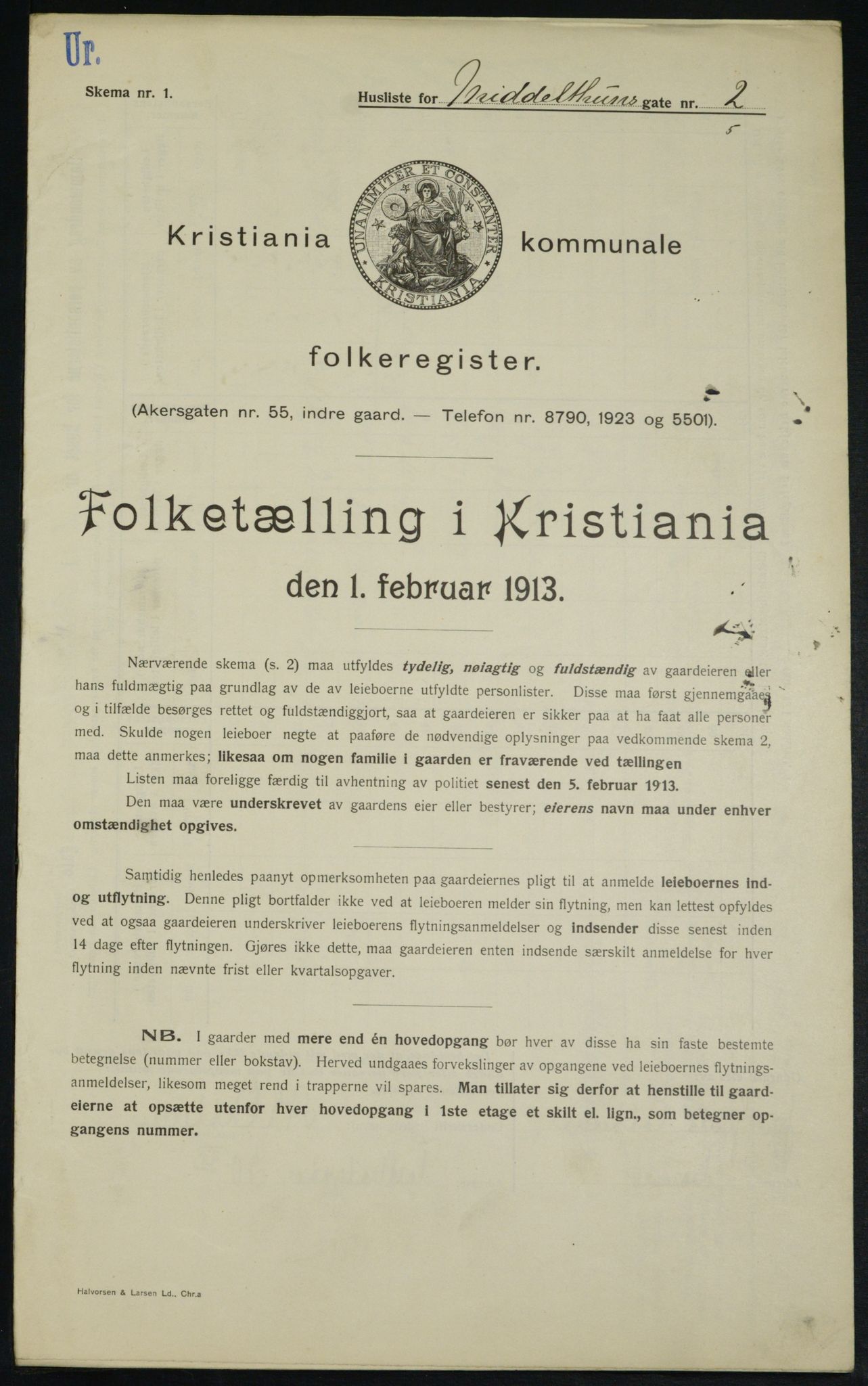 OBA, Municipal Census 1913 for Kristiania, 1913, p. 65229