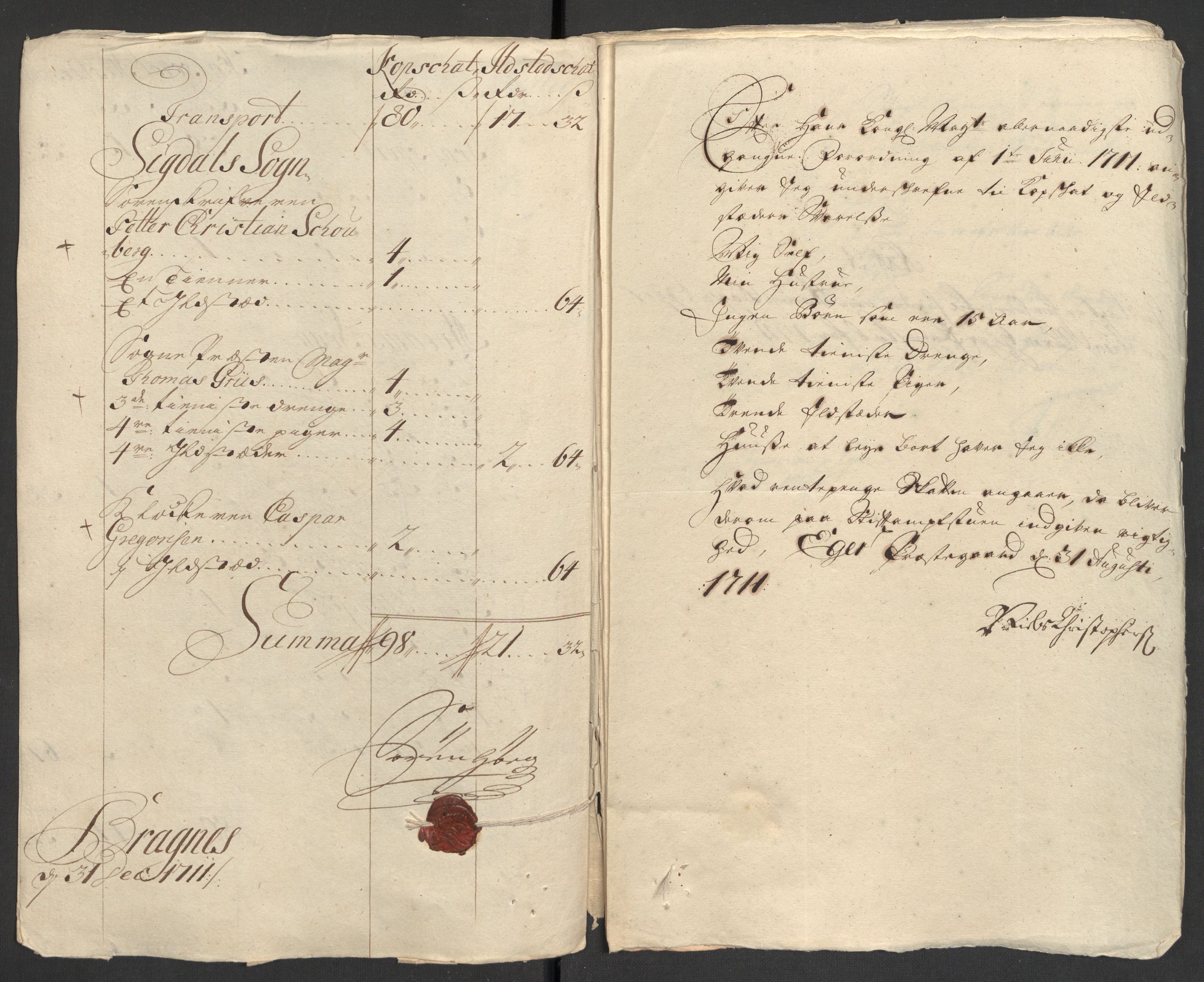 Rentekammeret inntil 1814, Reviderte regnskaper, Fogderegnskap, AV/RA-EA-4092/R31/L1705: Fogderegnskap Hurum, Røyken, Eiker, Lier og Buskerud, 1711, p. 246