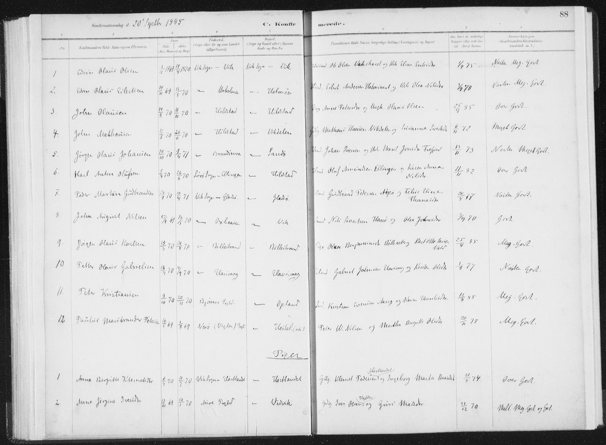 Ministerialprotokoller, klokkerbøker og fødselsregistre - Nord-Trøndelag, SAT/A-1458/771/L0597: Parish register (official) no. 771A04, 1885-1910, p. 88