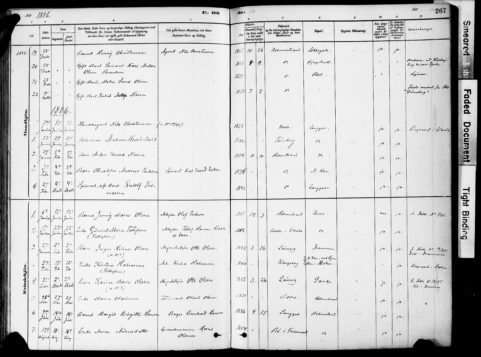 Holmestrand kirkebøker, AV/SAKO-A-346/F/Fa/L0004: Parish register (official) no. 4, 1880-1901, p. 267