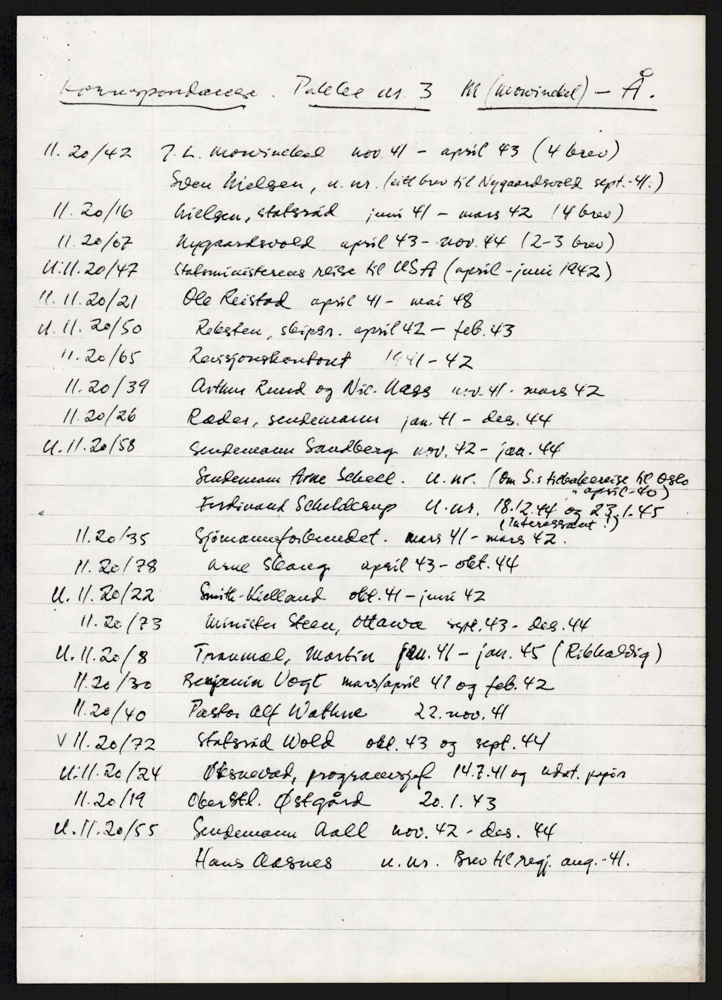 Lie, Trygve, AV/RA-PA-1407/D/L0001: Blandet korrespondanse., 1940-1944, p. 22