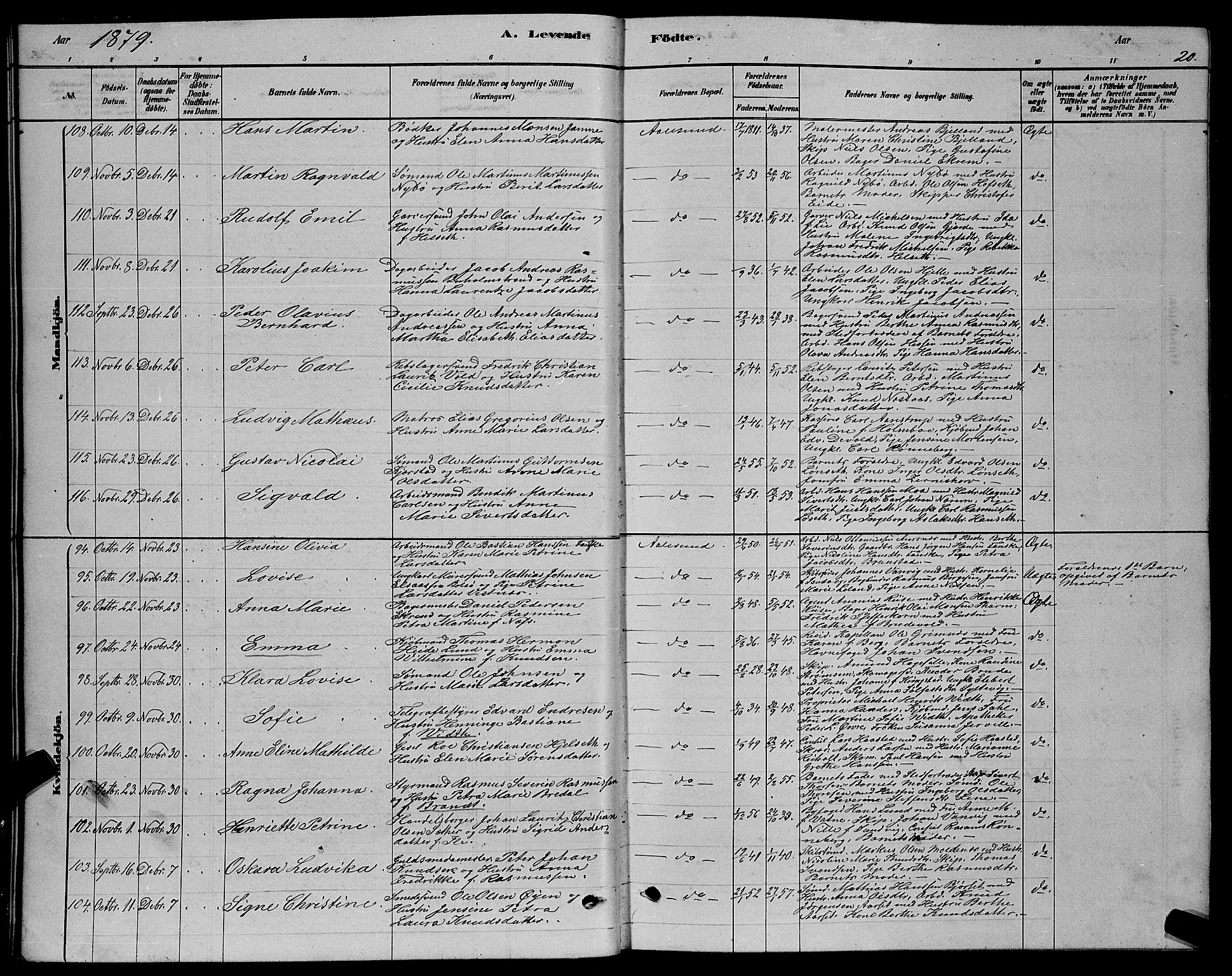 Ministerialprotokoller, klokkerbøker og fødselsregistre - Møre og Romsdal, AV/SAT-A-1454/529/L0466: Parish register (copy) no. 529C03, 1878-1888, p. 20