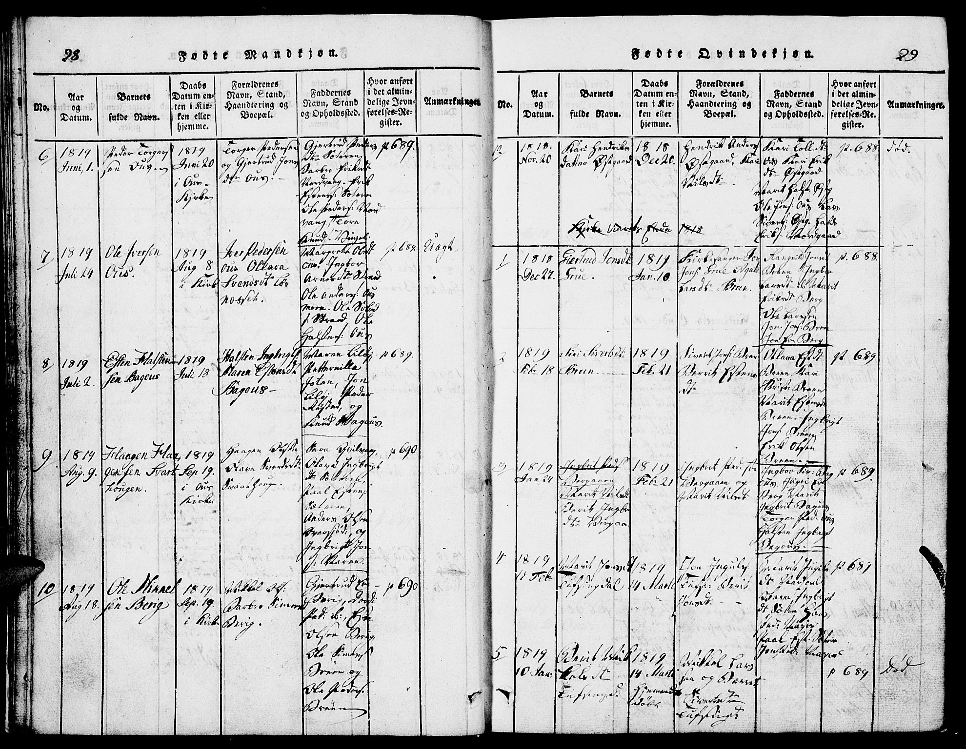 Tolga prestekontor, AV/SAH-PREST-062/L/L0002: Parish register (copy) no. 2, 1815-1844, p. 28-29