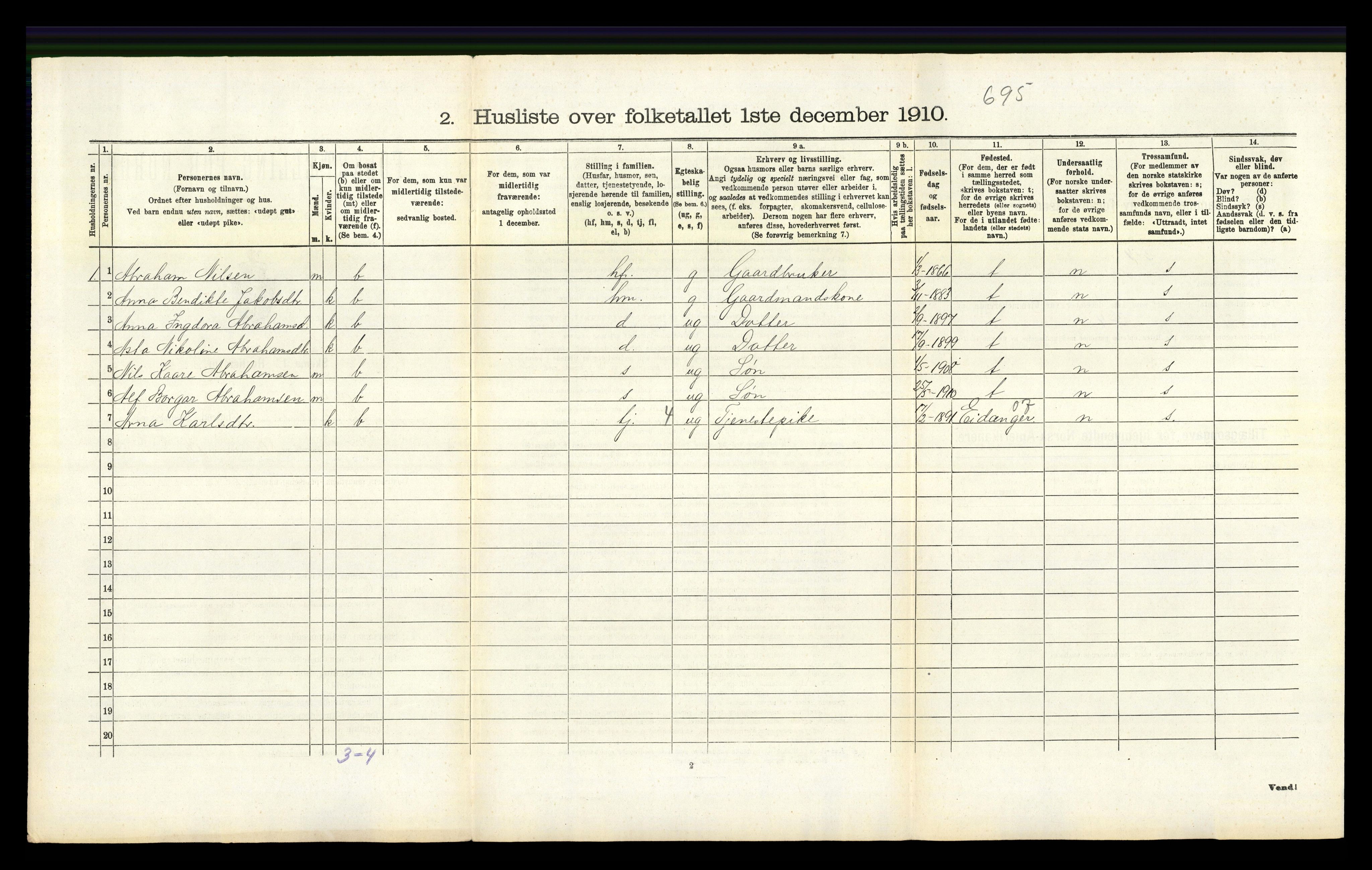 RA, 1910 census for Brunlanes, 1910, p. 794