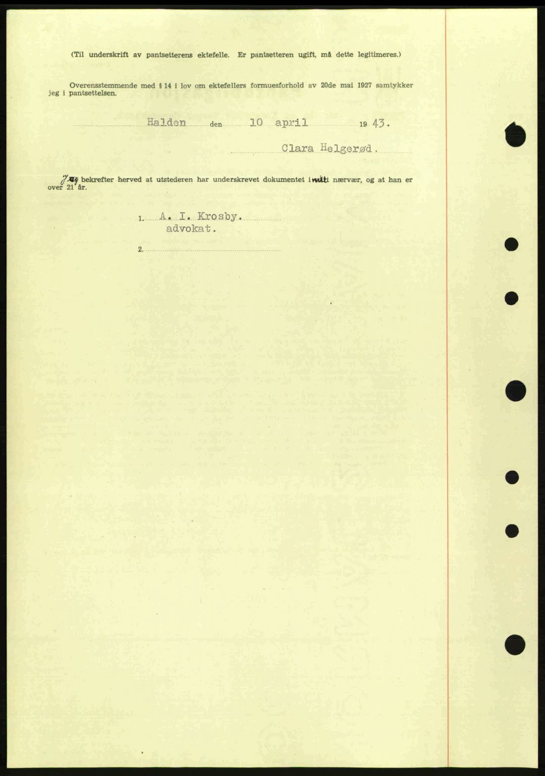 Idd og Marker sorenskriveri, AV/SAO-A-10283/G/Gb/Gbc/L0002: Mortgage book no. B4-9a, 1939-1945, Diary no: : 542/1943