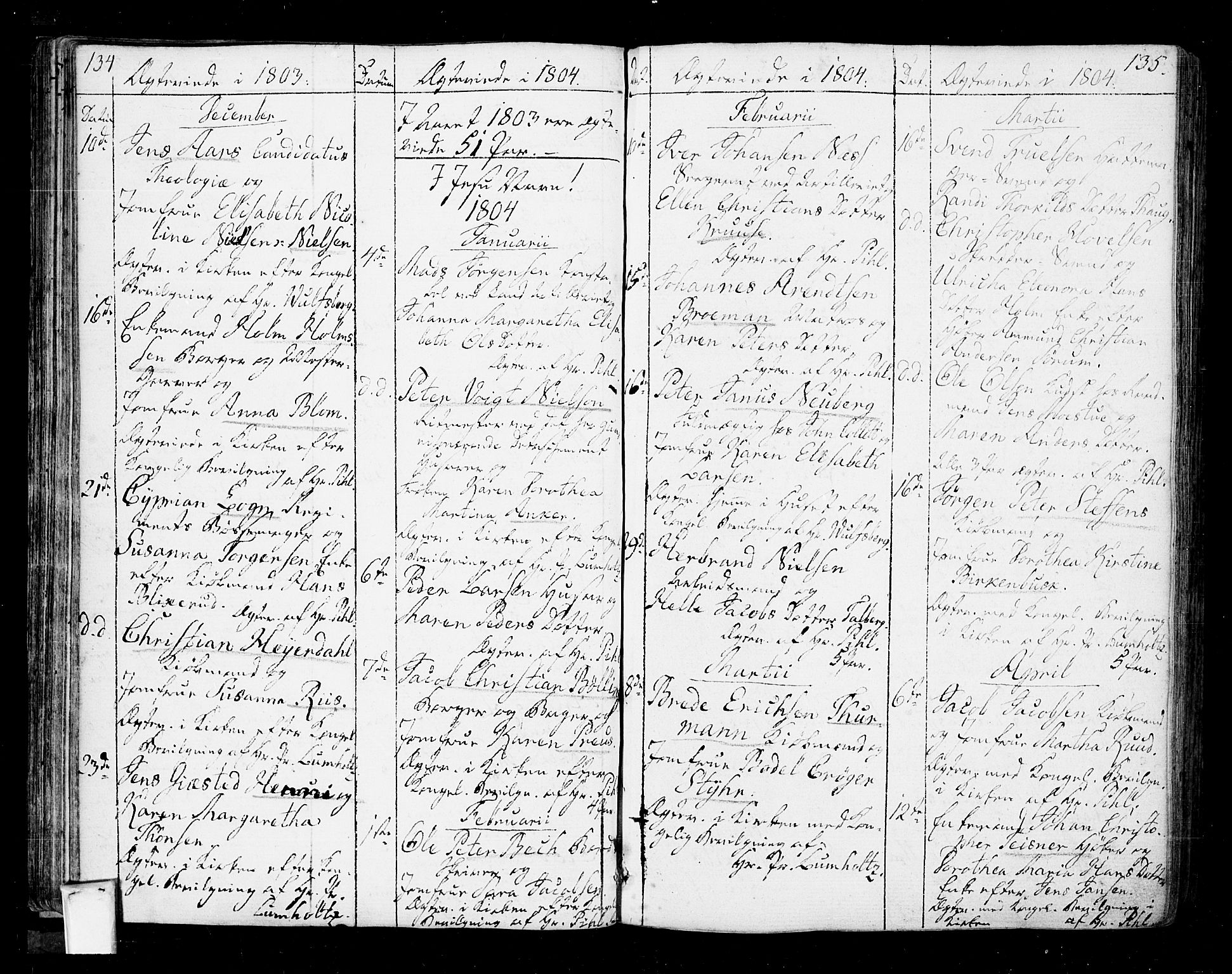 Oslo domkirke Kirkebøker, AV/SAO-A-10752/F/Fa/L0005: Parish register (official) no. 5, 1787-1806, p. 134-135