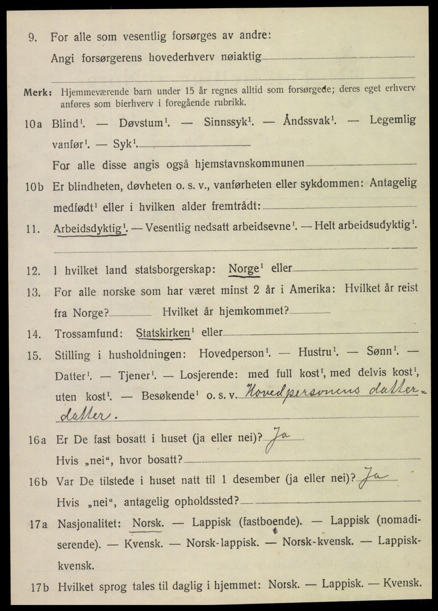 SAT, 1920 census for Vefsn, 1920, p. 6890