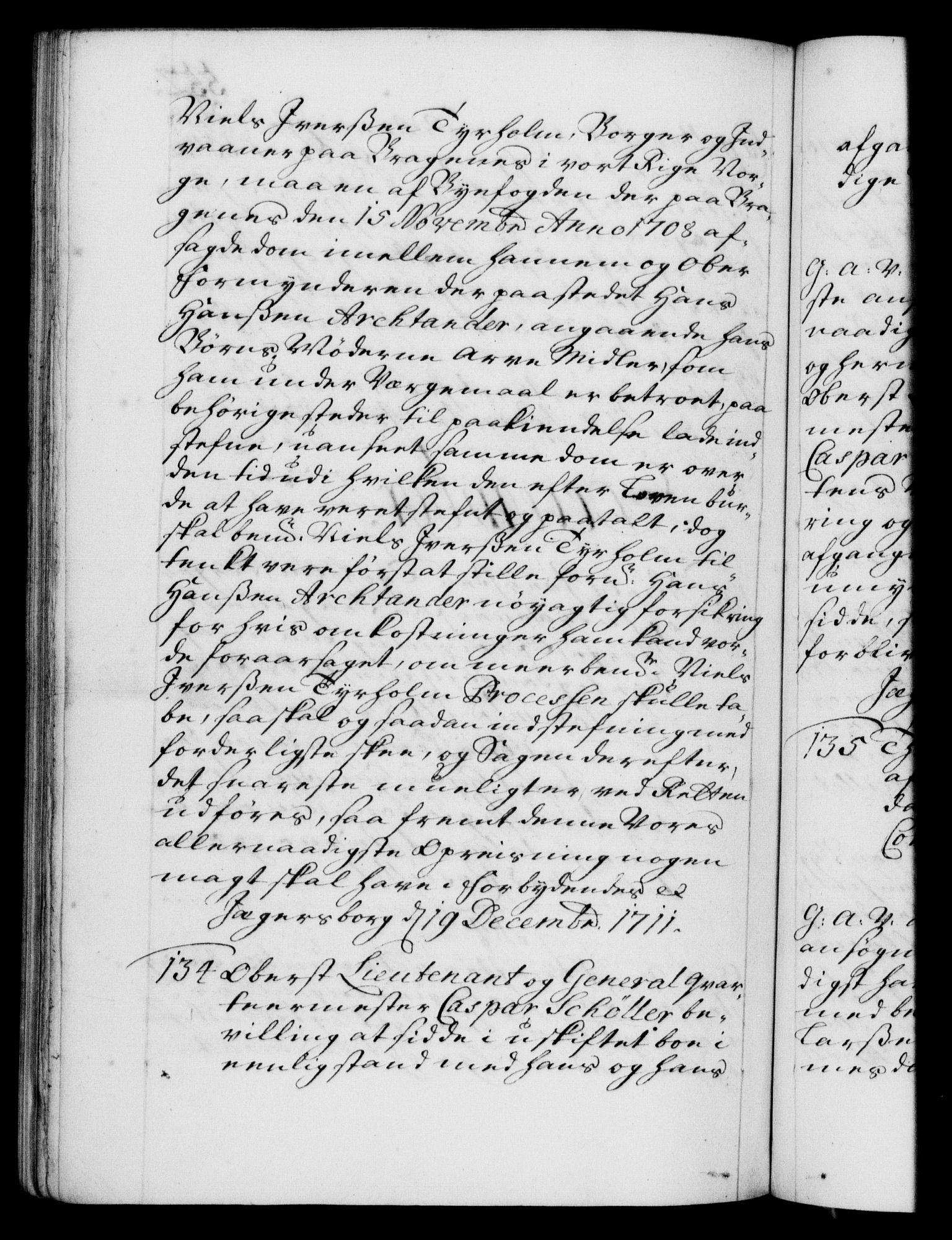Danske Kanselli 1572-1799, RA/EA-3023/F/Fc/Fca/Fcaa/L0020: Norske registre, 1708-1711, p. 552b