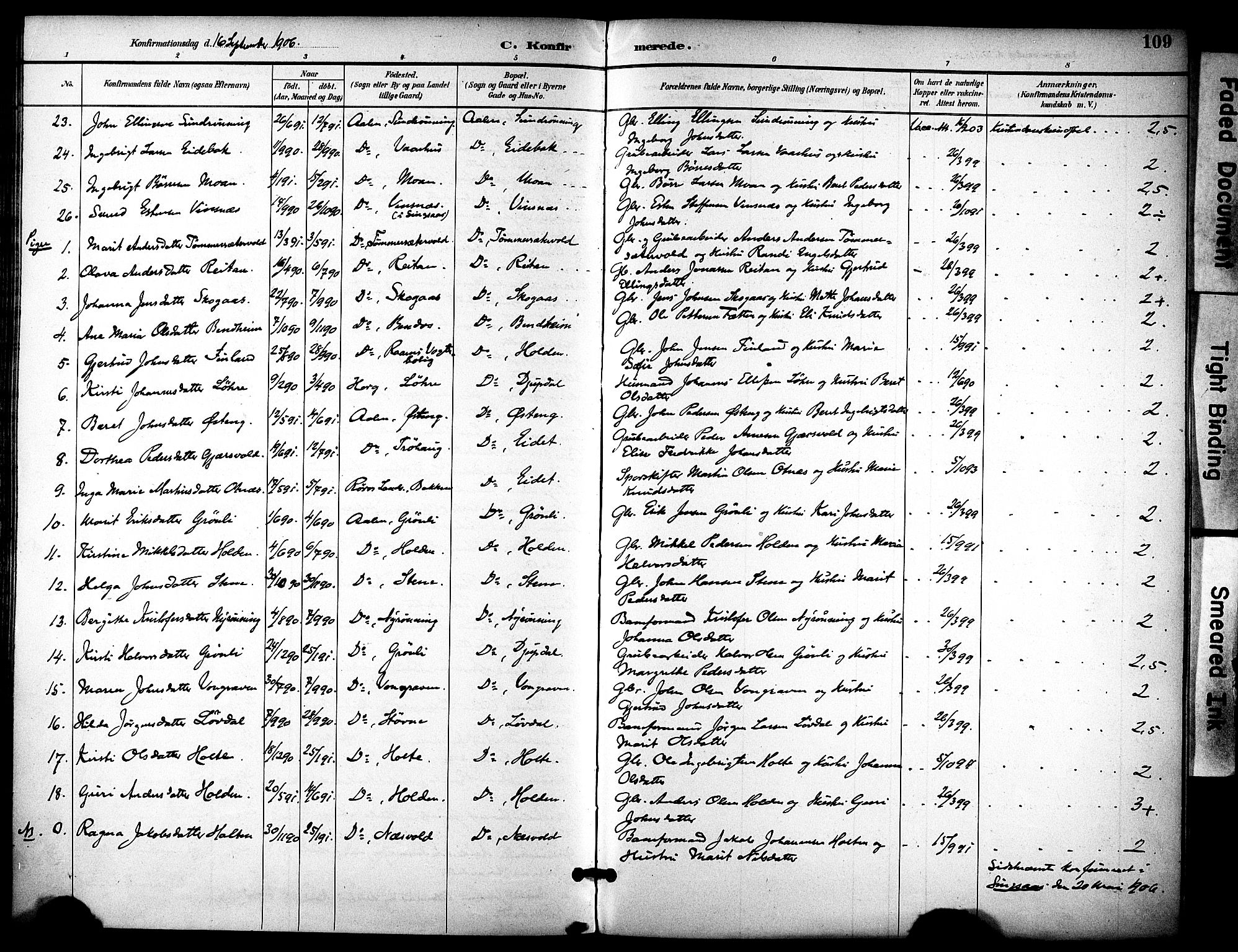 Ministerialprotokoller, klokkerbøker og fødselsregistre - Sør-Trøndelag, SAT/A-1456/686/L0984: Parish register (official) no. 686A02, 1891-1906, p. 109