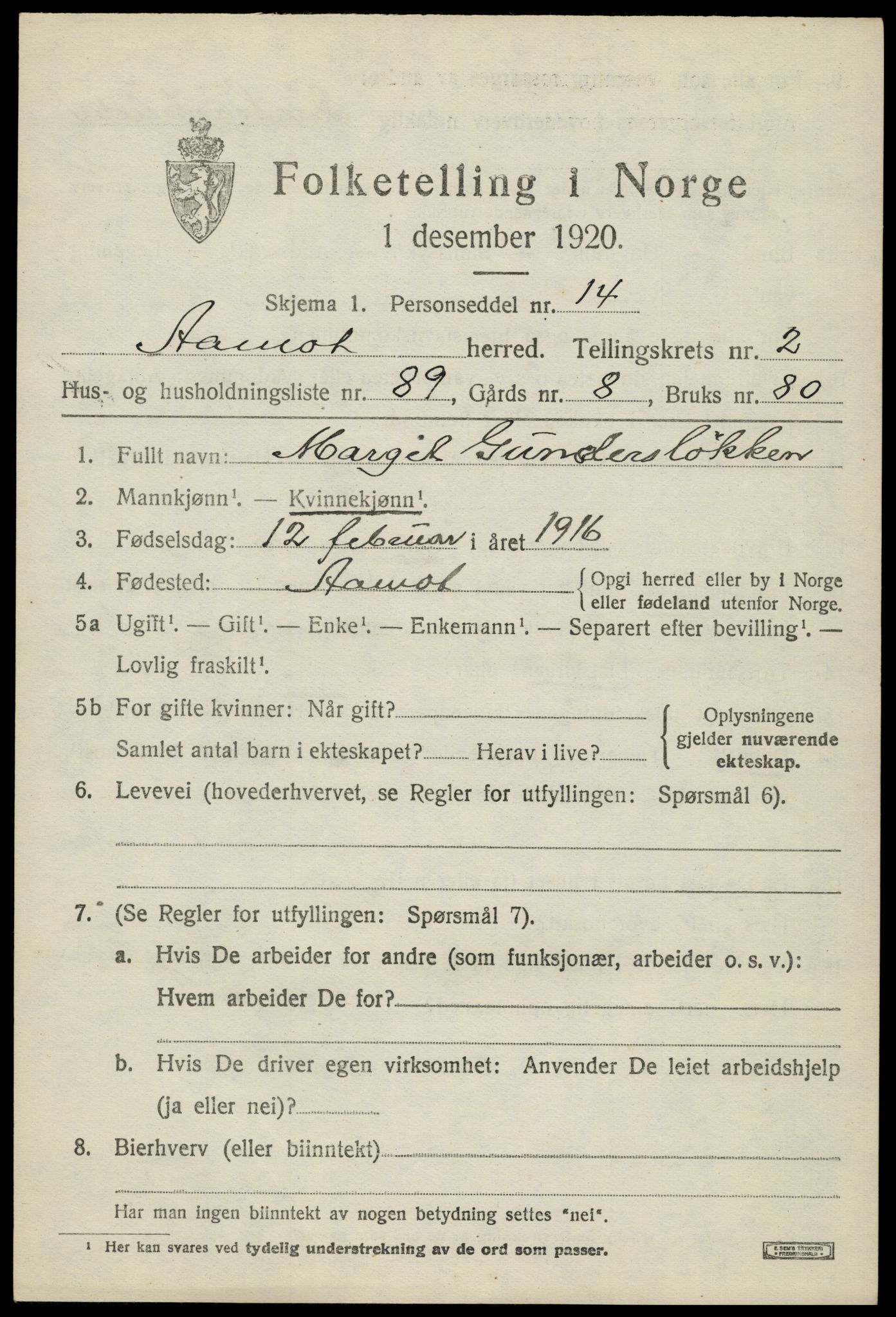 SAH, 1920 census for Åmot, 1920, p. 3803