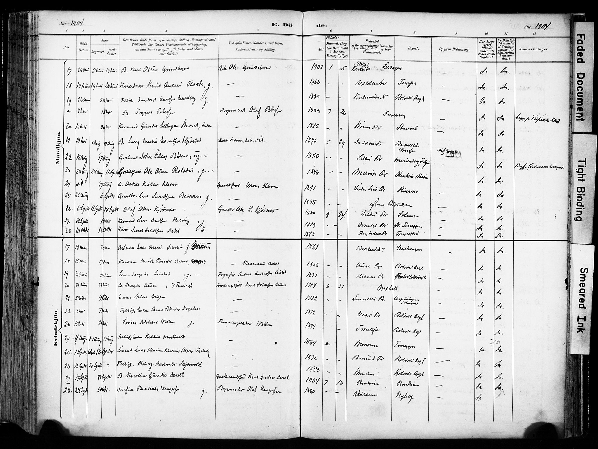 Ministerialprotokoller, klokkerbøker og fødselsregistre - Sør-Trøndelag, AV/SAT-A-1456/606/L0301: Parish register (official) no. 606A16, 1894-1907