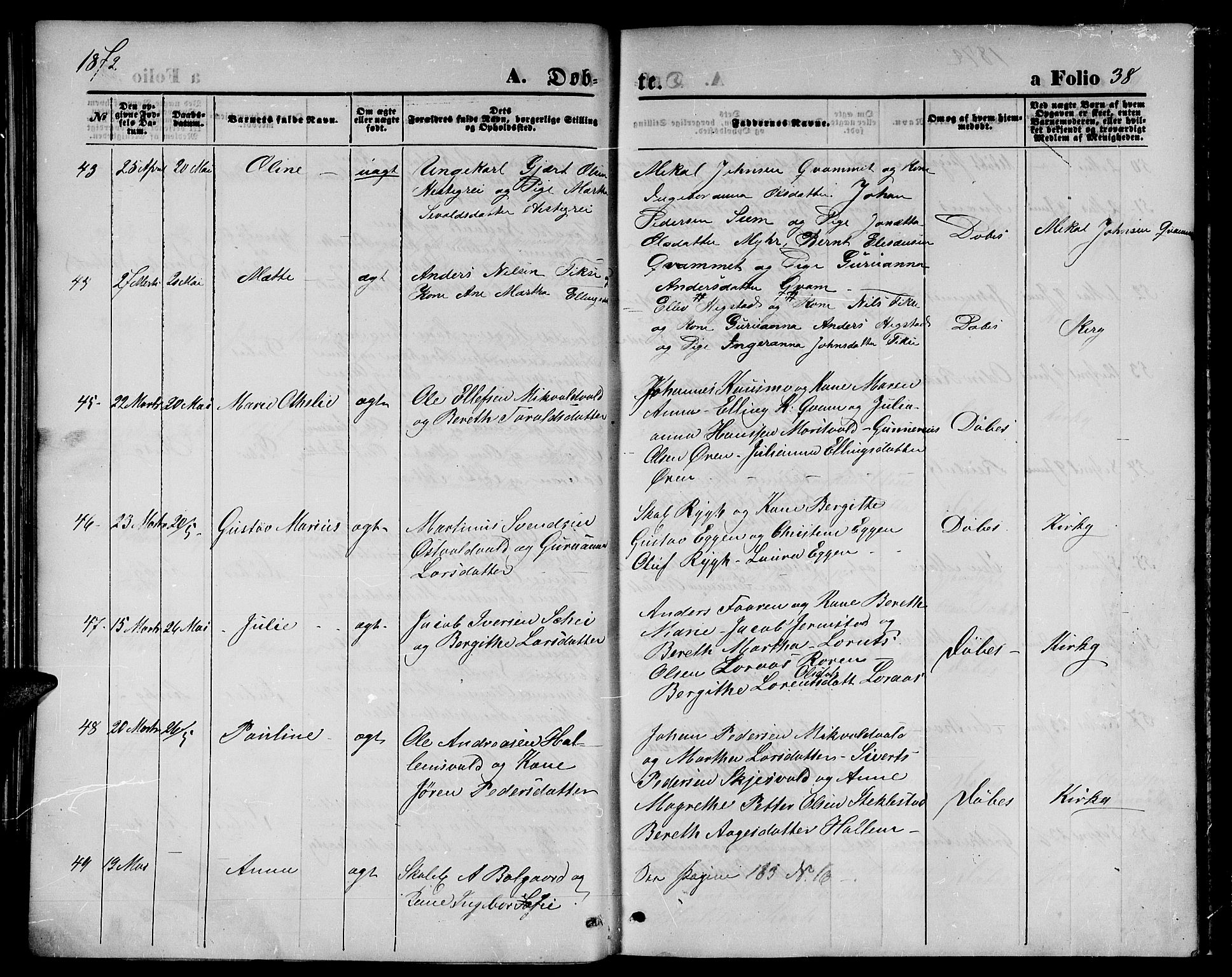 Ministerialprotokoller, klokkerbøker og fødselsregistre - Nord-Trøndelag, AV/SAT-A-1458/723/L0255: Parish register (copy) no. 723C03, 1869-1879, p. 38