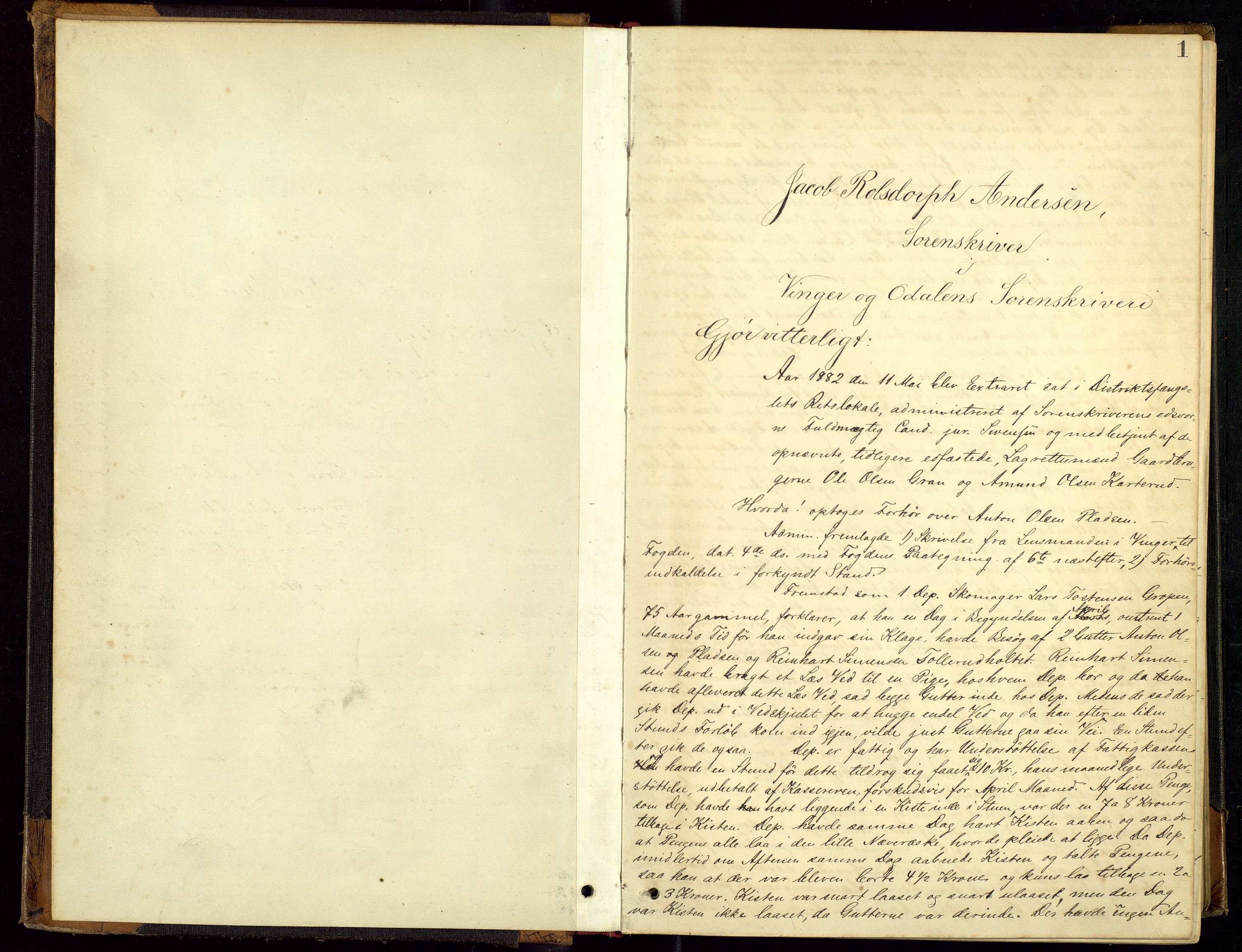 Vinger og Odal sorenskriveri, AV/SAH-TING-022/G/Gc/Gca/L0014: Ekstrarettsprotokoll - Vinger og Eidskog, 1882-1886, p. 0b-1a