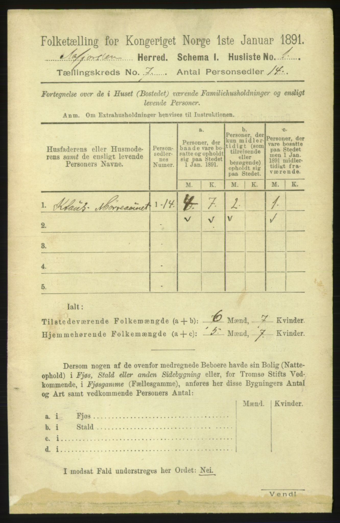 RA, 1891 census for 1630 Åfjord, 1891, p. 1677