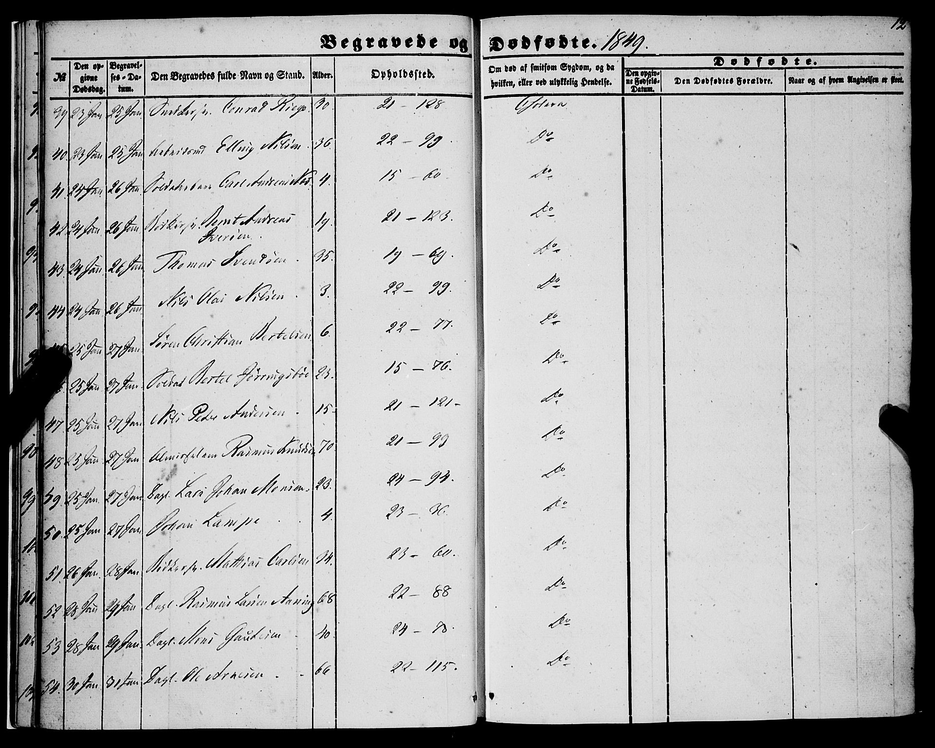 Korskirken sokneprestembete, SAB/A-76101/H/Haa: Parish register (official) no. E 2, 1848-1862, p. 12