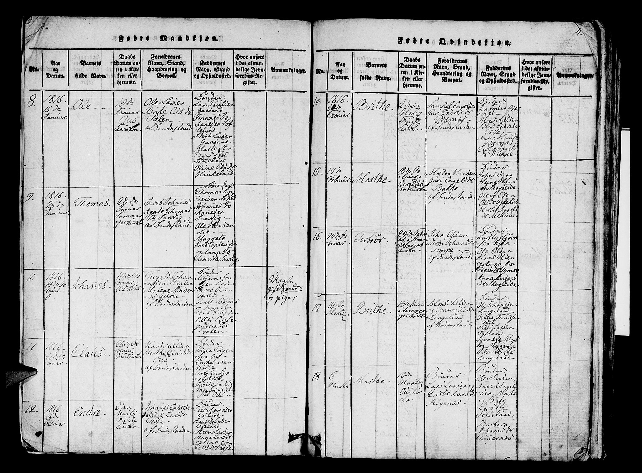 Os sokneprestembete, SAB/A-99929: Parish register (official) no. A 12, 1816-1825, p. 4
