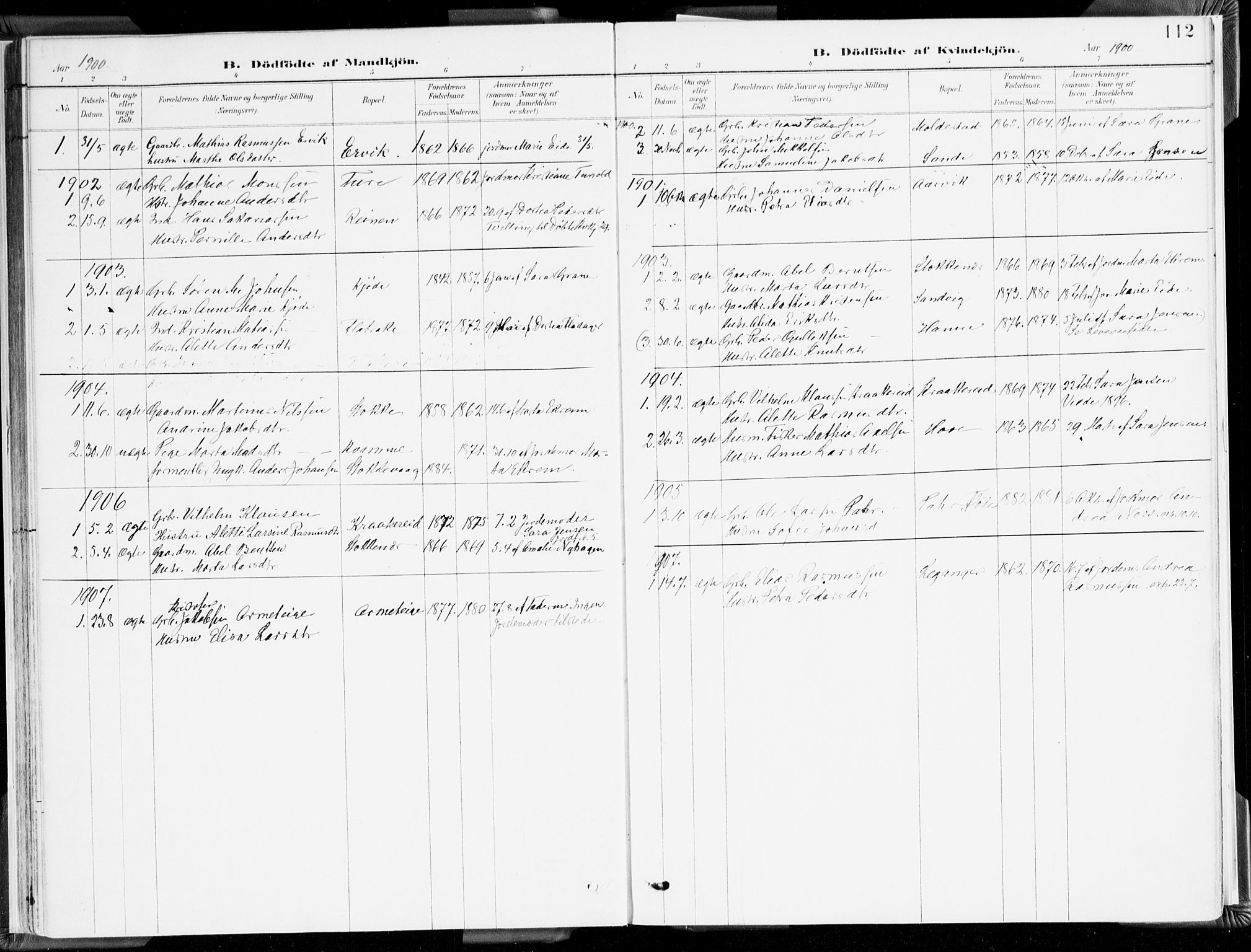 Selje sokneprestembete, SAB/A-99938/H/Ha/Haa/Haab: Parish register (official) no. B 2, 1891-1907, p. 112
