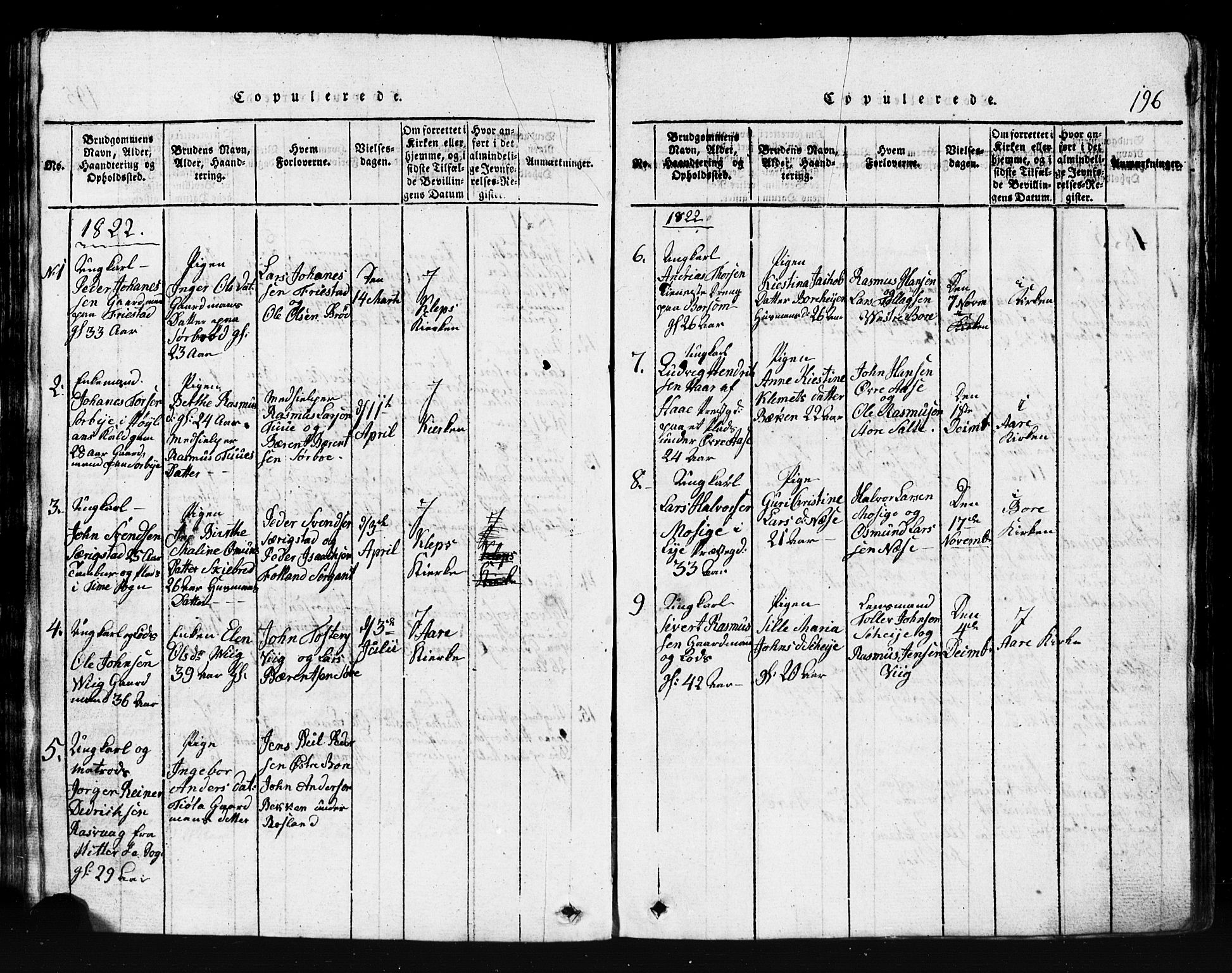 Klepp sokneprestkontor, SAST/A-101803/001/3/30BB/L0001: Parish register (copy) no.  B 1, 1816-1859, p. 196