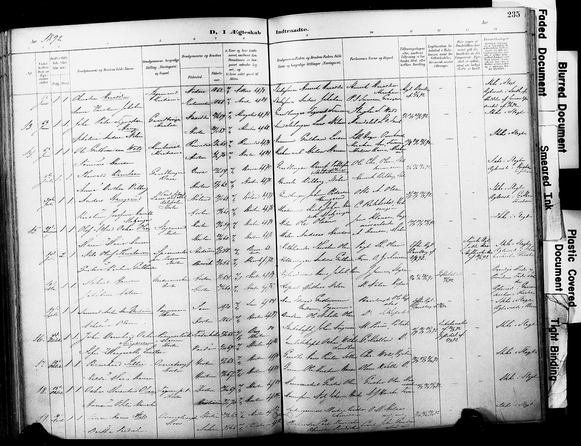 Horten kirkebøker, SAKO/A-348/F/Fa/L0004: Parish register (official) no. 4, 1888-1895, p. 235