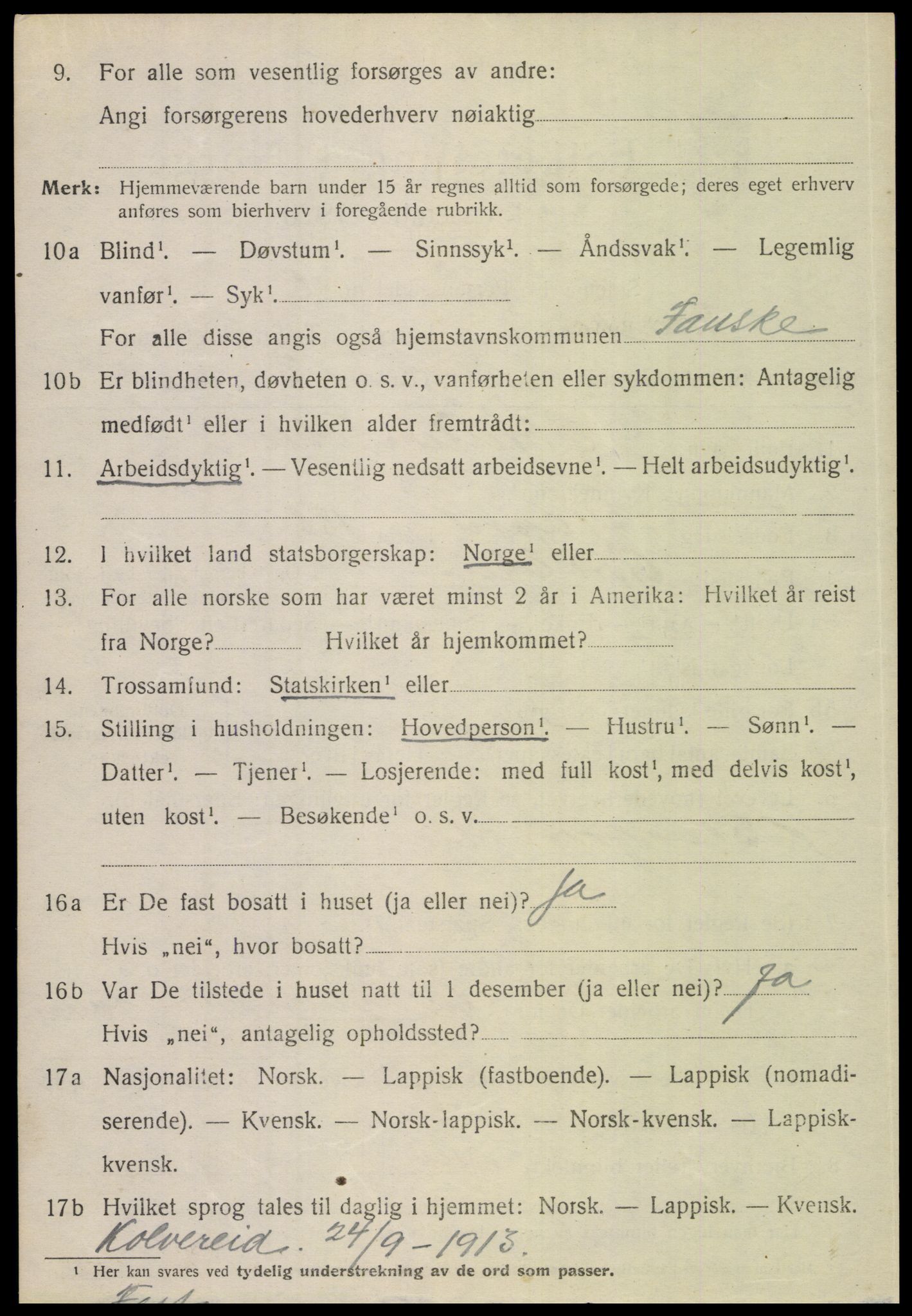 SAT, 1920 census for Fauske, 1920, p. 5709