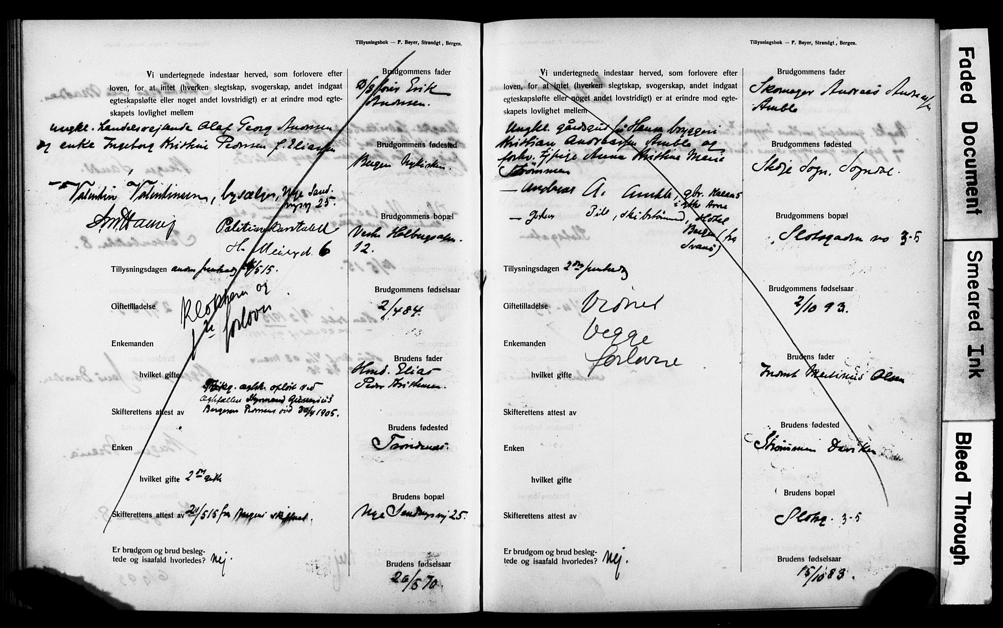 Mariakirken Sokneprestembete, AV/SAB-A-76901: Best man's statements no. II.5.3, 1909-1917, p. 140
