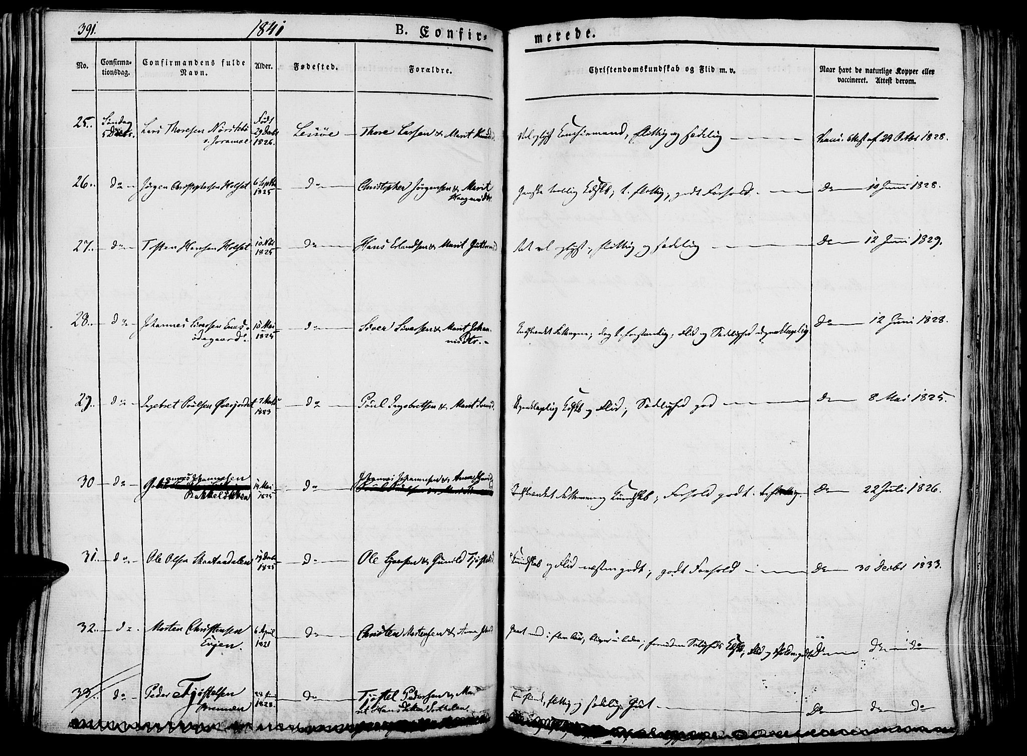 Lesja prestekontor, AV/SAH-PREST-068/H/Ha/Haa/L0005: Parish register (official) no. 5, 1830-1842, p. 391