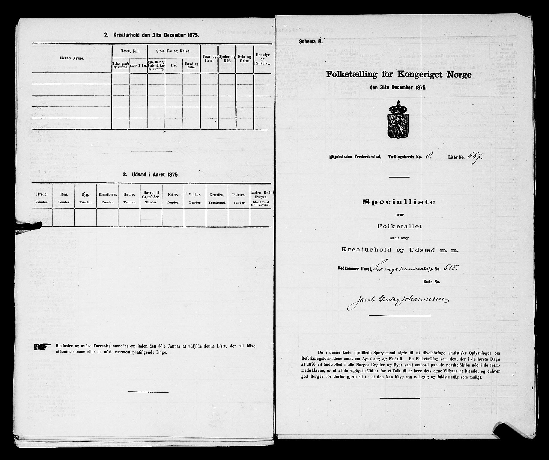 RA, 1875 census for 0103B Fredrikstad/Fredrikstad, 1875, p. 1512