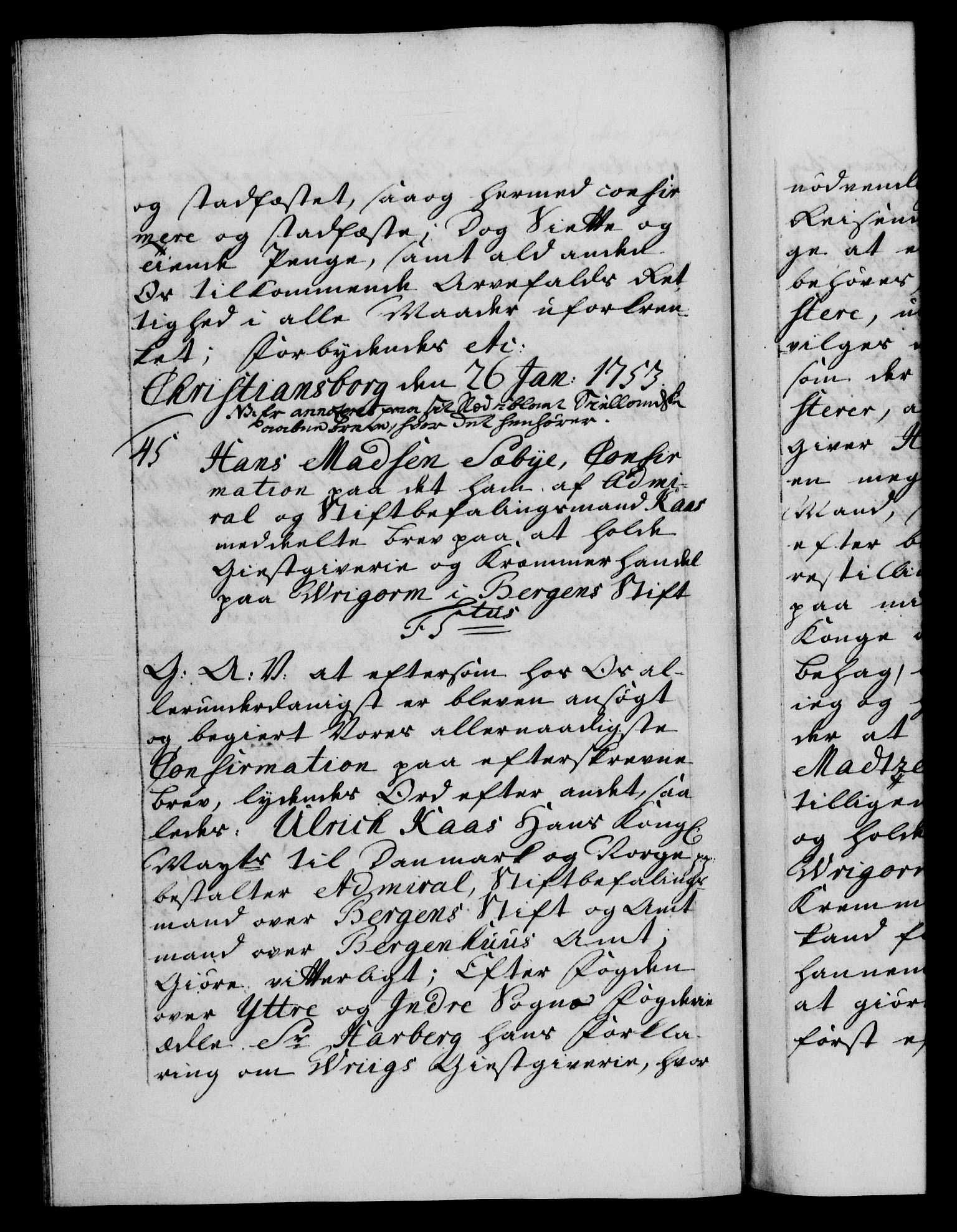 Danske Kanselli 1572-1799, AV/RA-EA-3023/F/Fc/Fca/Fcaa/L0038: Norske registre, 1753-1754, p. 42b