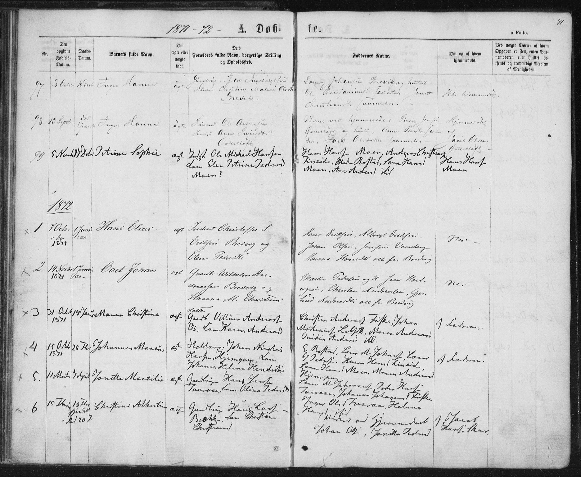 Ministerialprotokoller, klokkerbøker og fødselsregistre - Nordland, AV/SAT-A-1459/852/L0739: Parish register (official) no. 852A09, 1866-1877, p. 41