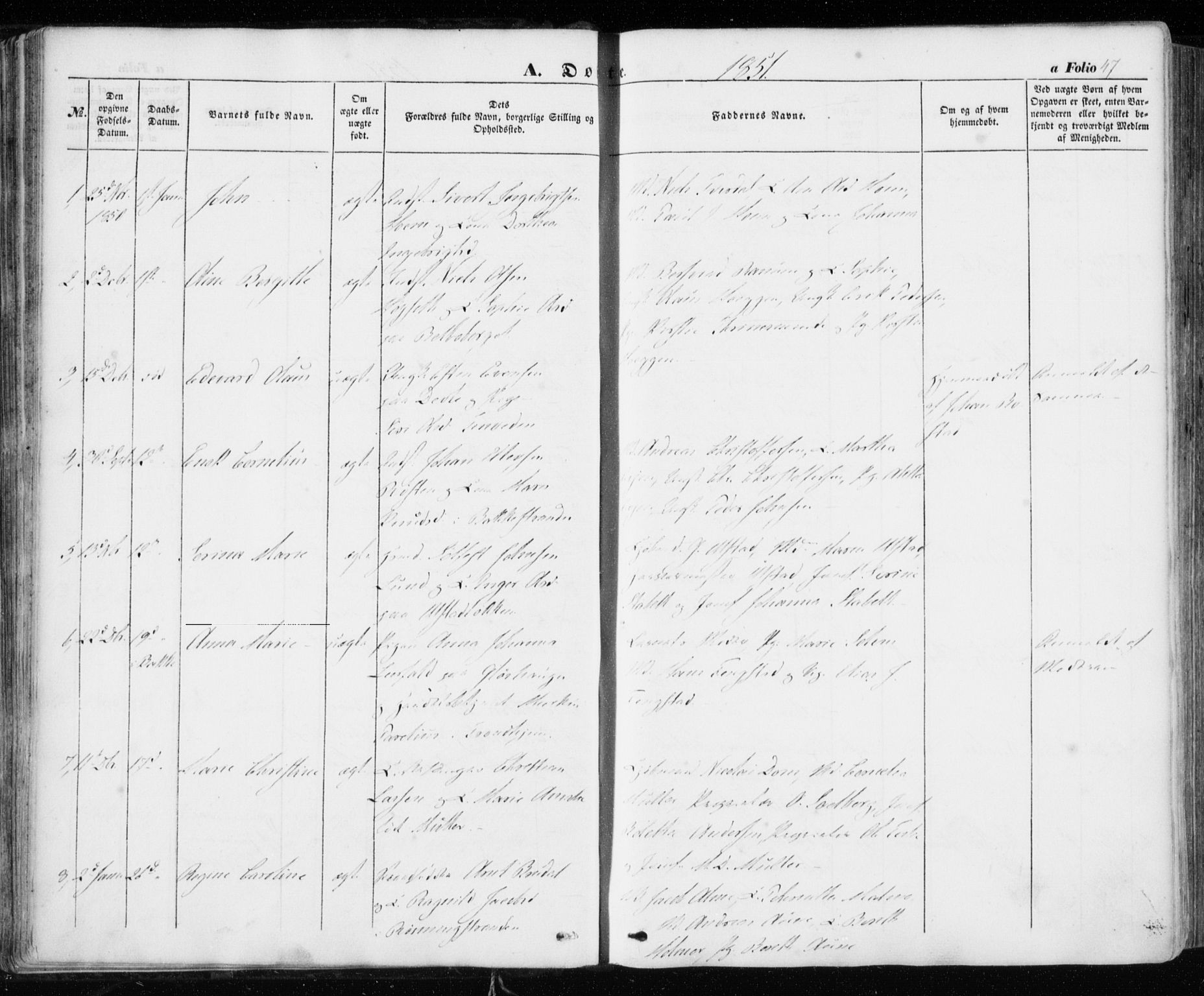 Ministerialprotokoller, klokkerbøker og fødselsregistre - Sør-Trøndelag, SAT/A-1456/606/L0291: Parish register (official) no. 606A06, 1848-1856, p. 47